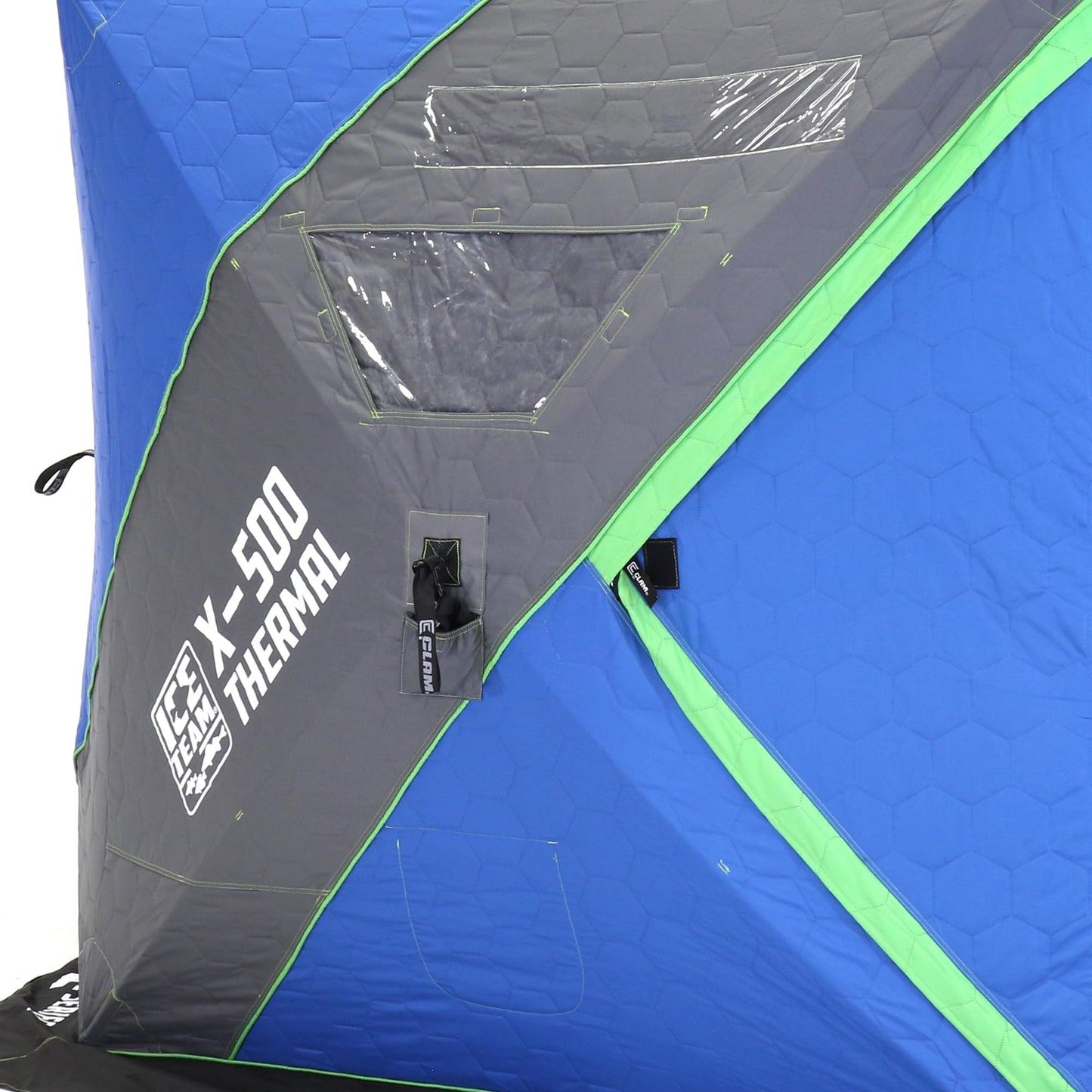 CLAM Portable Fishing Angler Thermal Hub Shelter Tent with Anchor Straps, Carrying Bag