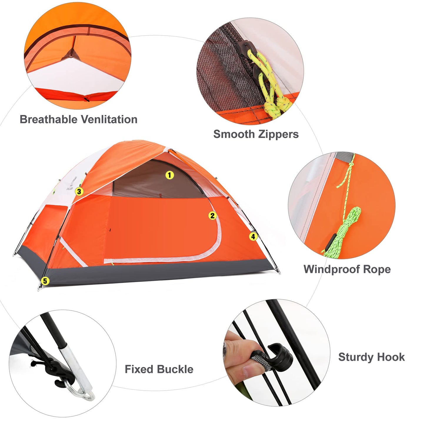 CAMEL CROWN Tents for Camping 2/3/4/5 Person Camping Dome Tent, Waterproof,Spacious, Lightweight Portable Backpacking Tent for Outdoor Camping/Hiking