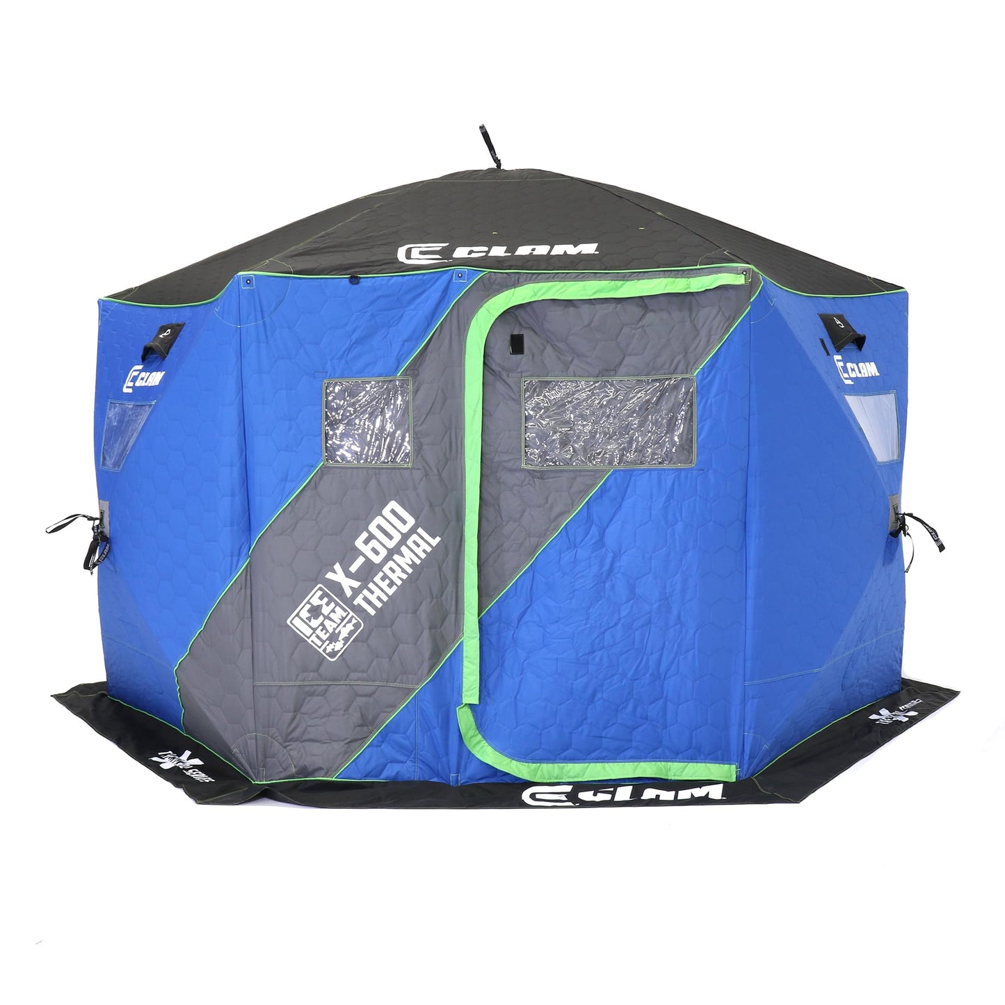 CLAM Portable Fishing Angler Thermal Hub Shelter Tent with Anchor Straps, Carrying Bag