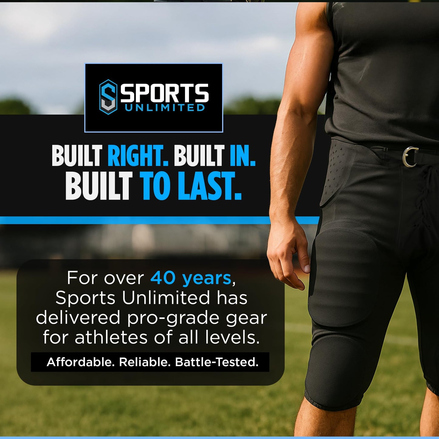 Sports Unlimited Double Knit Integrated Youth Football Pants with Pads - Youth Football Practice Pants for Boys, White