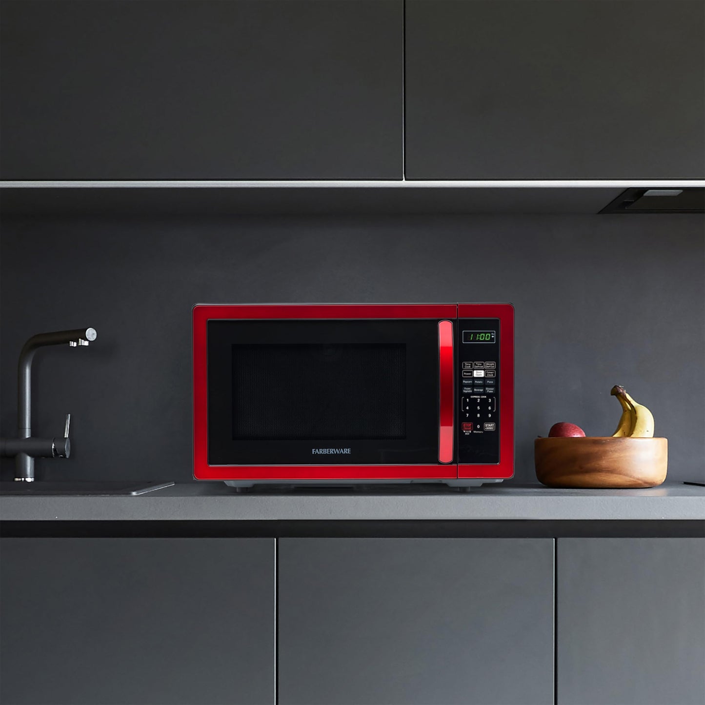 Farberware Countertop Microwave 700 Watts, 0.7 Cu. Ft. - Microwave Oven With LED Lighting and Child Lock - Perfect for Apartments and Dorms - Easy Clean Stainless Steel