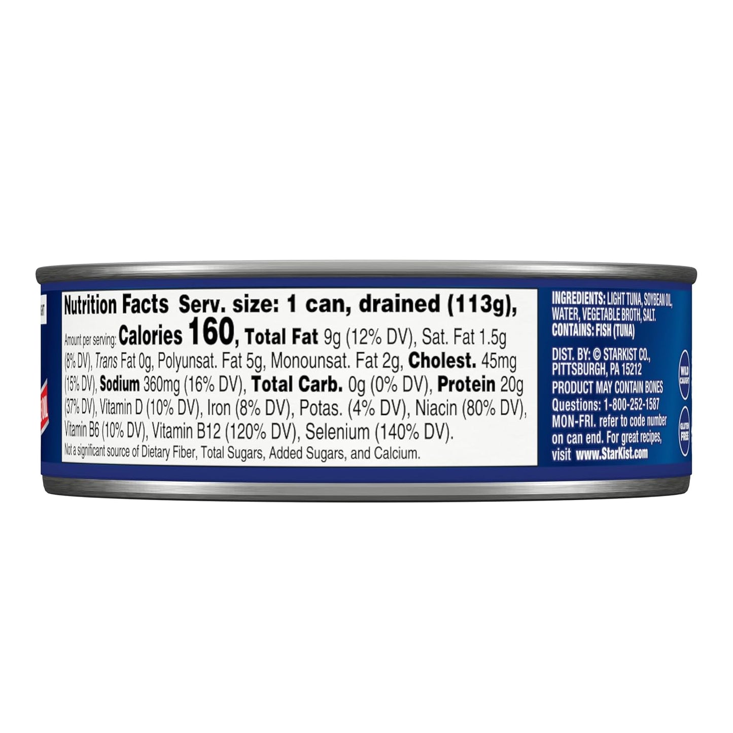 StarKist Chunk Light Tuna in Water, 5 oz (8 Pack) Canned Tuna Fish, Wild Caught, Gluten Free, Ready to Eat, Perfect for Salads, Keto Meals and Snacks, with 20g Protein & 90 Calories Per Serving