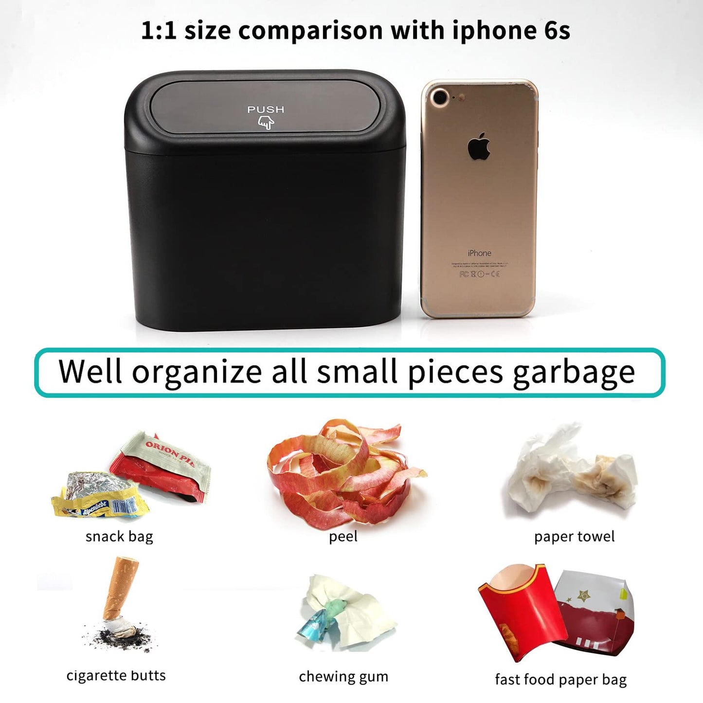 Accmor Car Trash Can with Lid, Mini Auto Dustbin Garbage Organizer with 30 Pcs Plastic Trash Bag, Automotive Garbage Container Bin for Vehicle, Home, Office