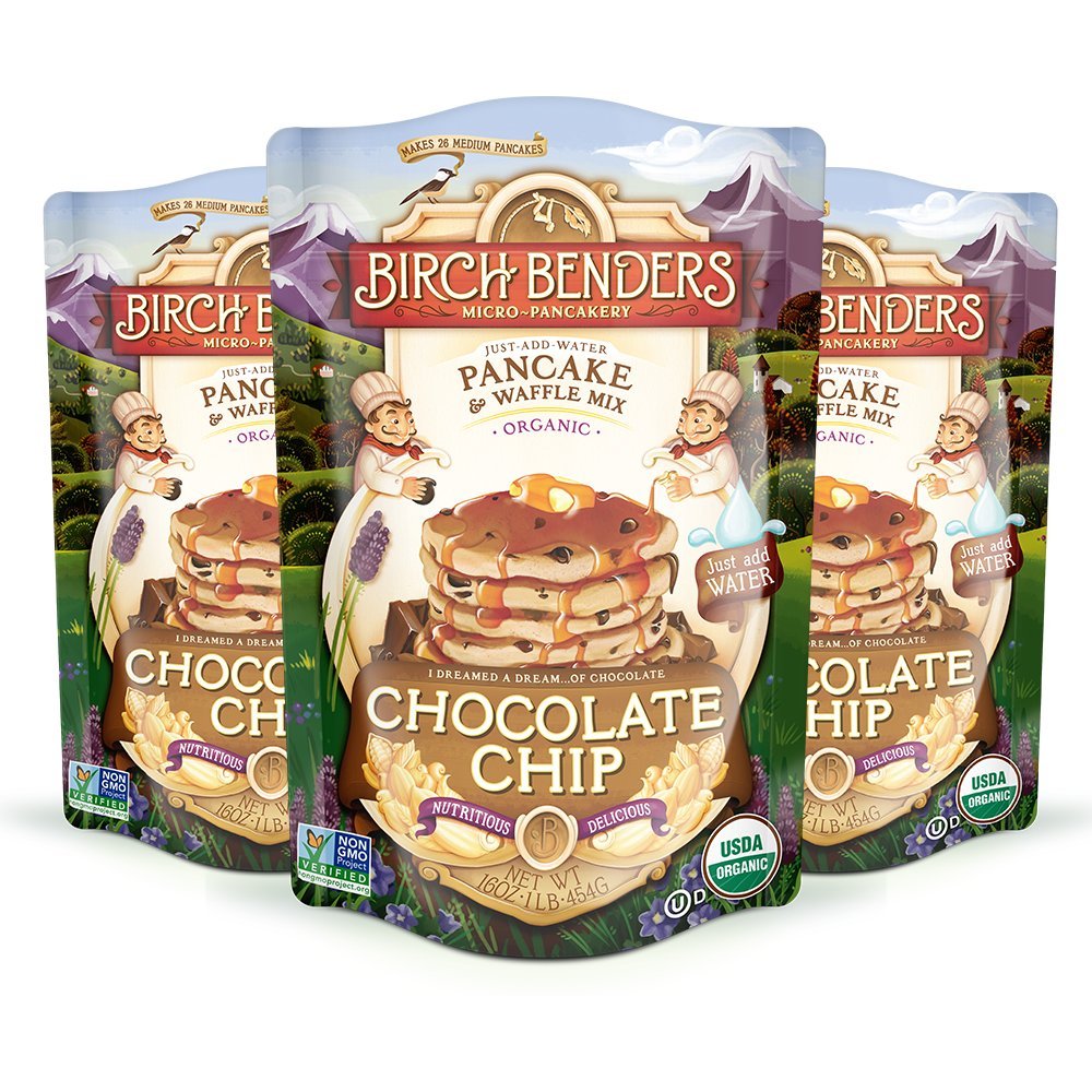 Organic Pancake and Waffle Mix, Classic Recipe by Birch Benders, Whole Grain, Non-GMO, Just Add Water, 16oz (Packaging may vary)