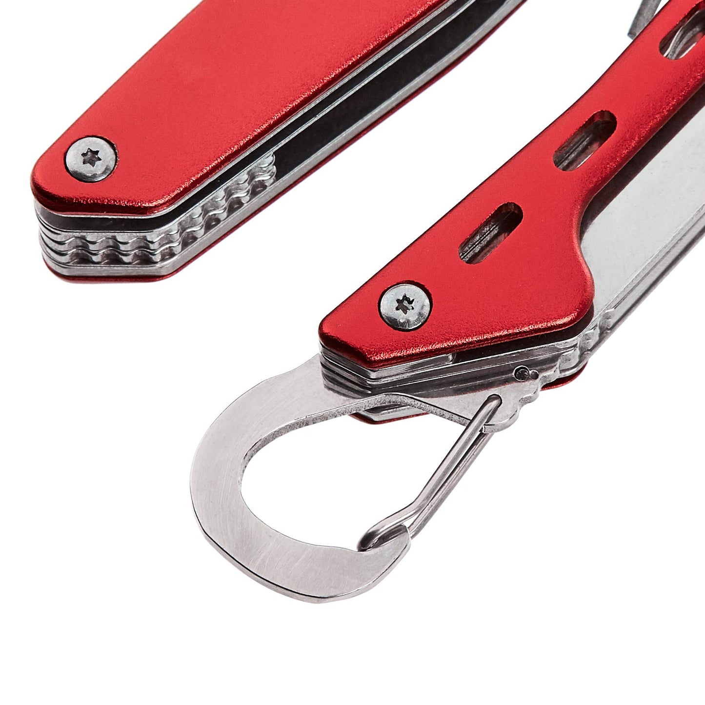 Amazon Basics 10-in-1 Stainless Steel Multitool for Hiking and Survival Gear with Needlenose Pliers, Wire Cutter, Saw, Safety Lock, Nylon Sheath, Red