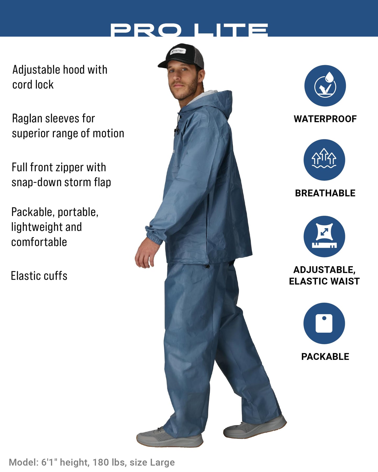 FROGG TOGGS Men's Pro Lite Rain Suit, Waterproof, Breathable, Dependable Wet Weather Protection