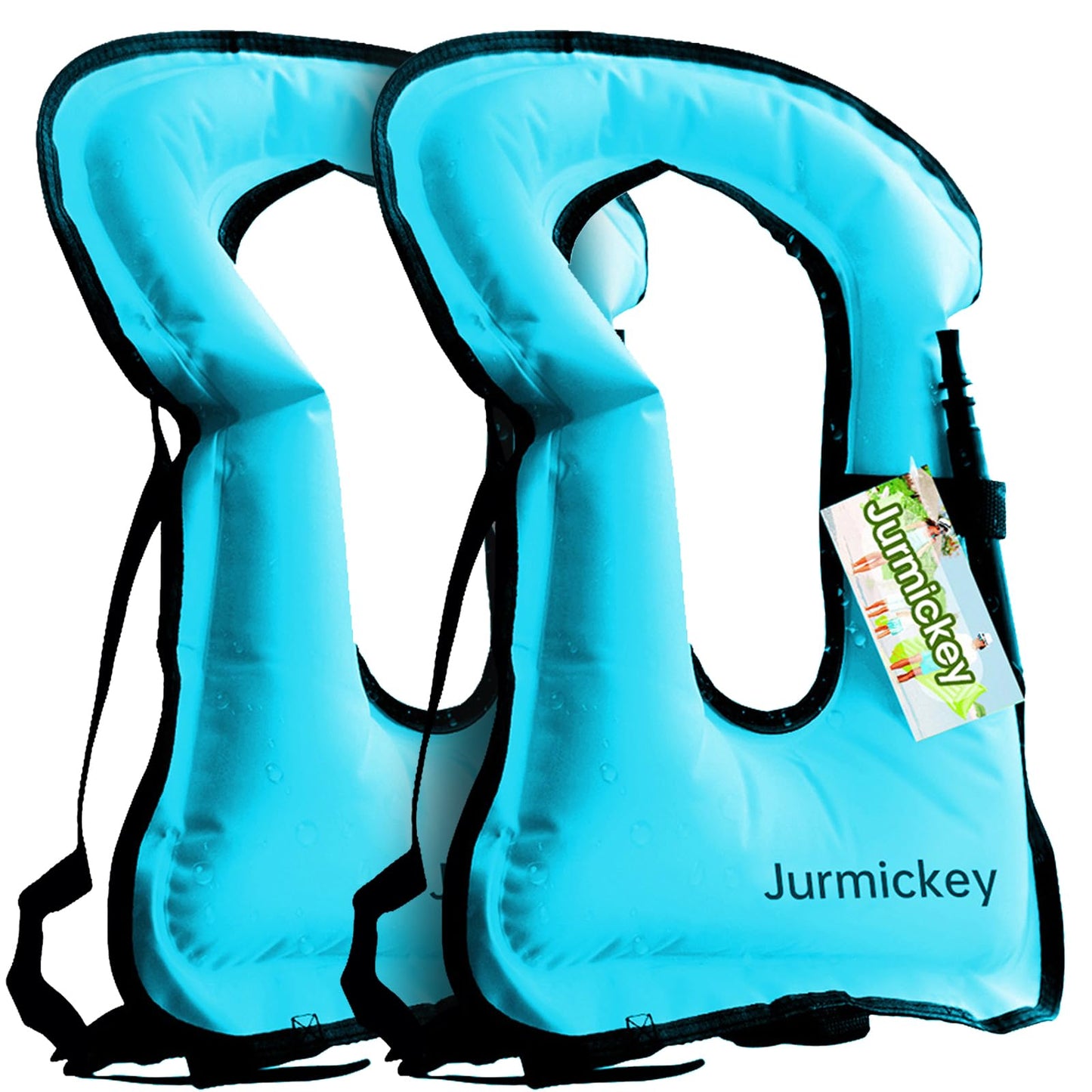 2Pcs Inflatable Snorkel Vest Adults, Portable Snorkel Jacket, Buoyancy Vest for Snorkeling, Swimming, Kayaking, Boating, Safety Load Up to 220 Ibs