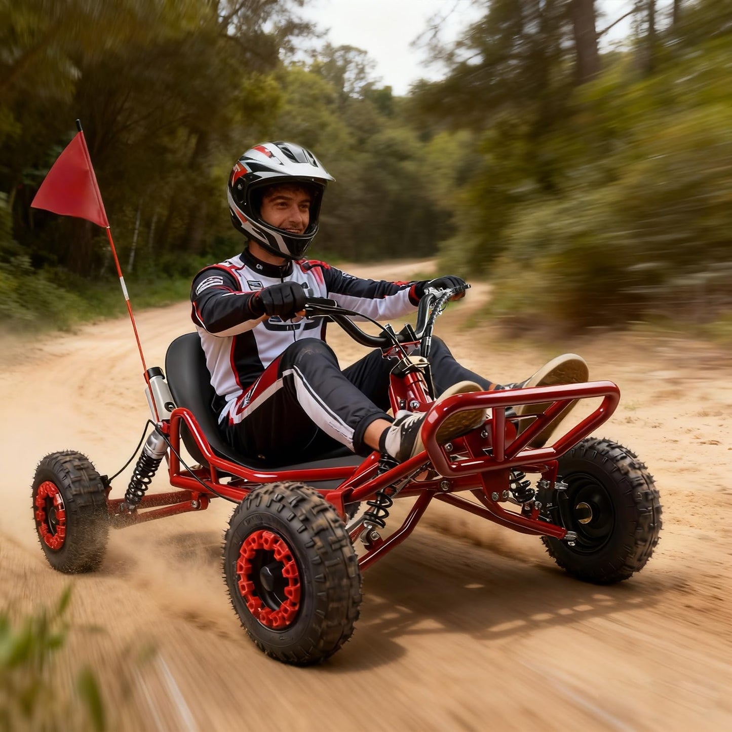 Gas Powered Go Kart, 1700W Go Kart for Adults & Kids with Premium Steel Tubular Frame, 2 Stroke Off-Road Kart with 7'' Tires Featuring Hydraulic/Rear Disc Brake, 4L Tank, Up to 25MPH