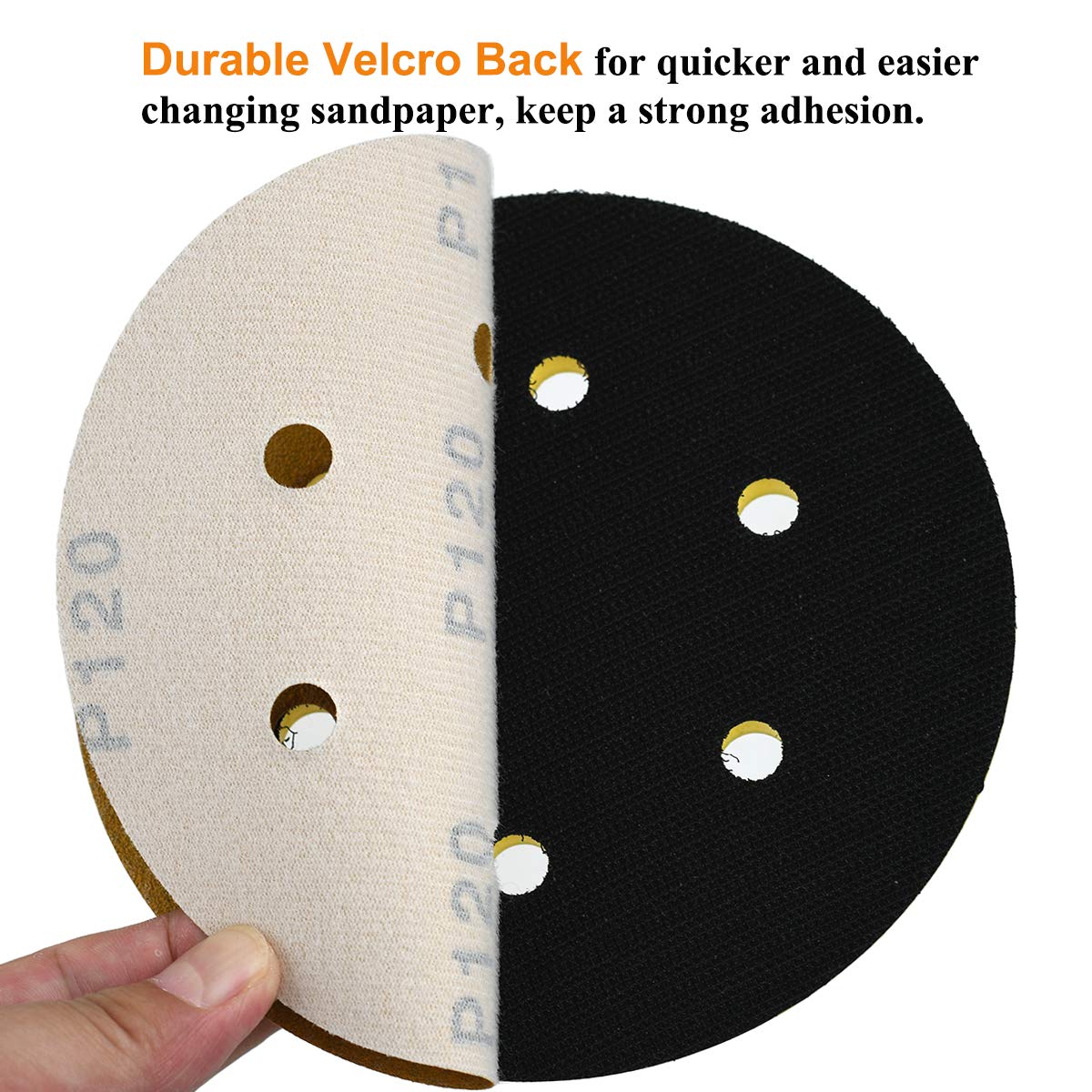 6-Inch 6-Hole Hook and Loop Sanding Discs 600-Grit, Random Orbital Sandpaper for Automotive and Woodworking, 100-Pack