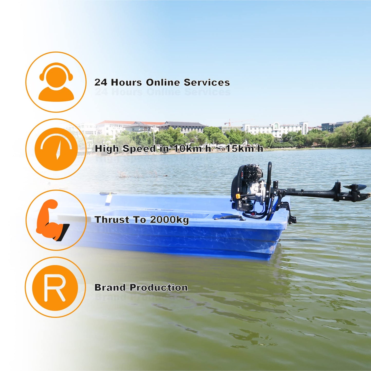 Outboard 4 Stroke Outboard Motor 4 hp Outboard Boat Motors for Inflatable, Kayak, Dinghy, Canoe Small Boat, With Shade and Manual Reverse