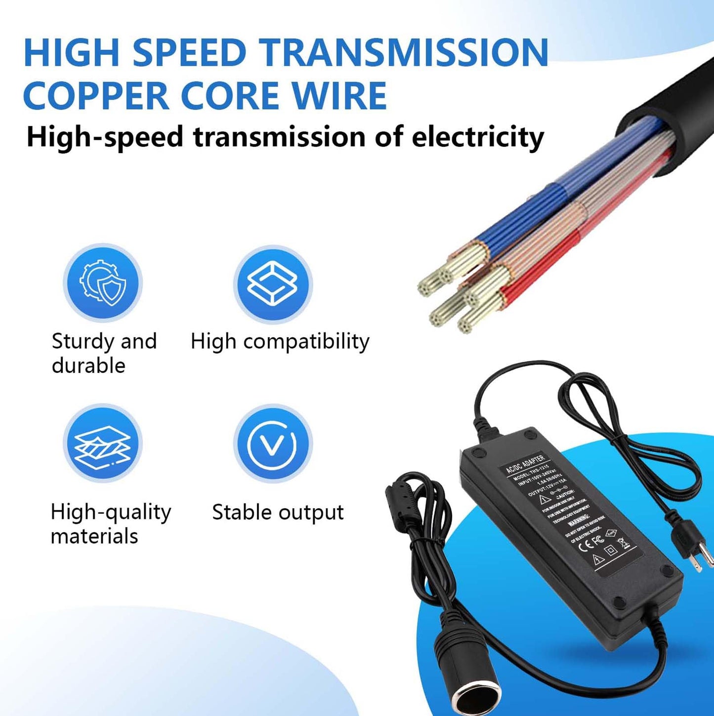 15A 180W 110V to 12V Converter AC to DC Converter 120 to 12 Volt Converter Car Cigarette Lighter Socket Adapter AC/DC Power Supply Adapter for Tire Inflator Car Refrigerator and Other Car Devices