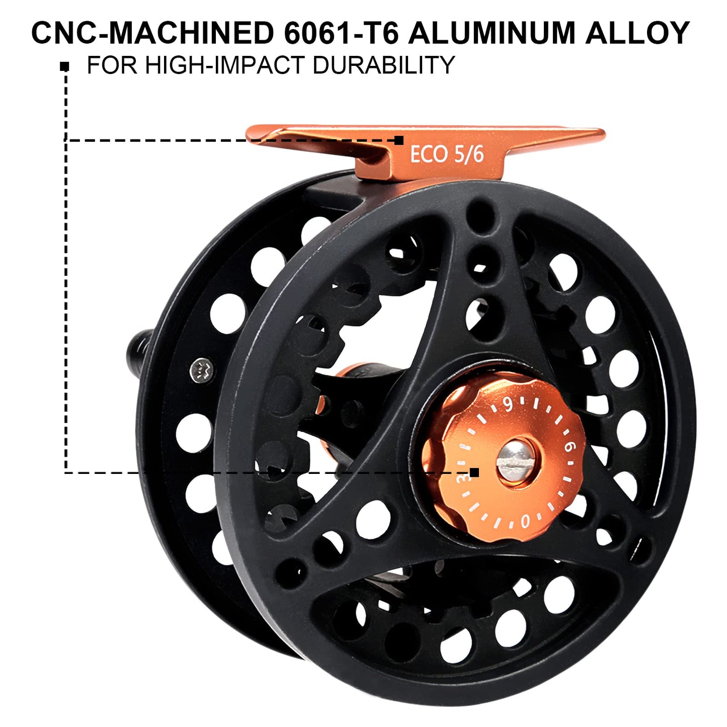 M MAXIMUMCATCH Maxcatch ECO Large Arbor Fly Fishing Reel (3/4wt 5/6wt 7/8wt) and Pre-Loaded Fly Reel with Line Combo
