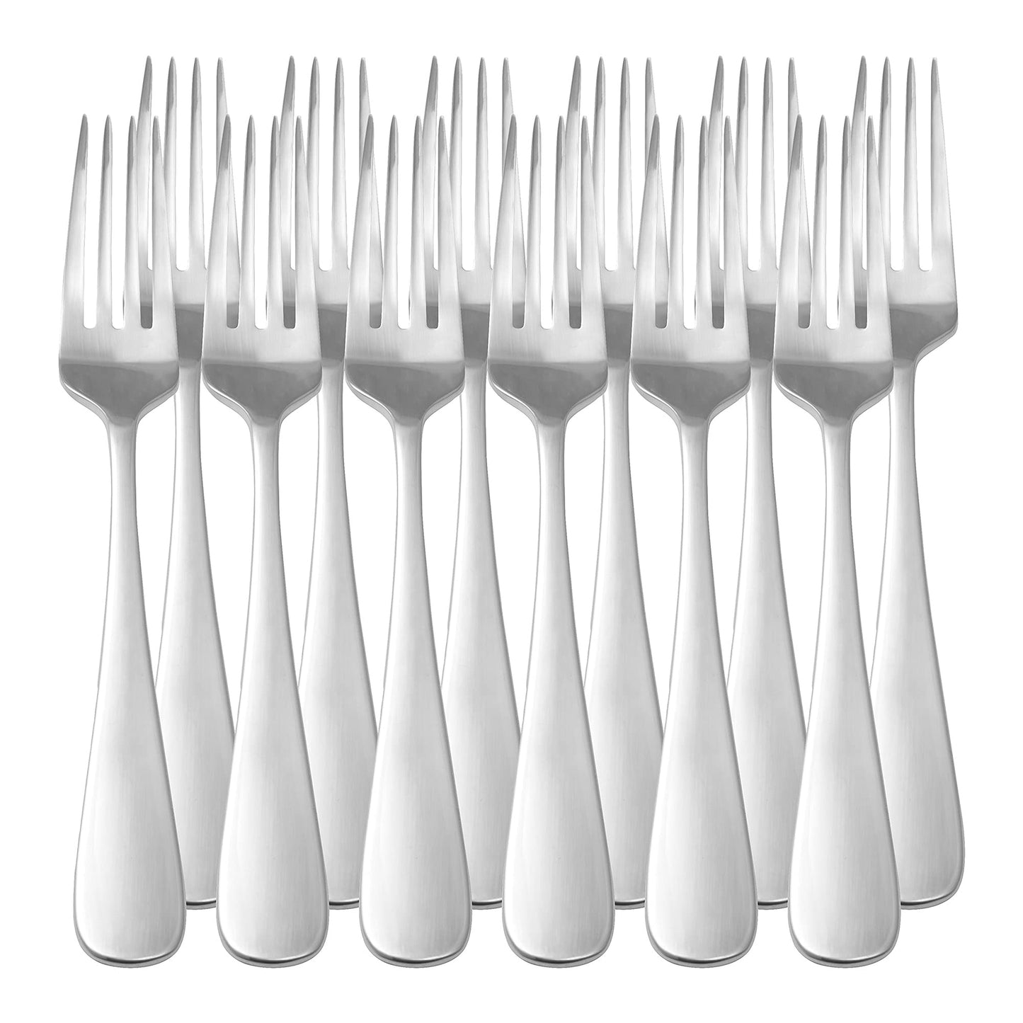 Amazon Basics Stainless Steel Dinner Forks with Round Edge, 10 Pack of 12, 120 count total, Silver