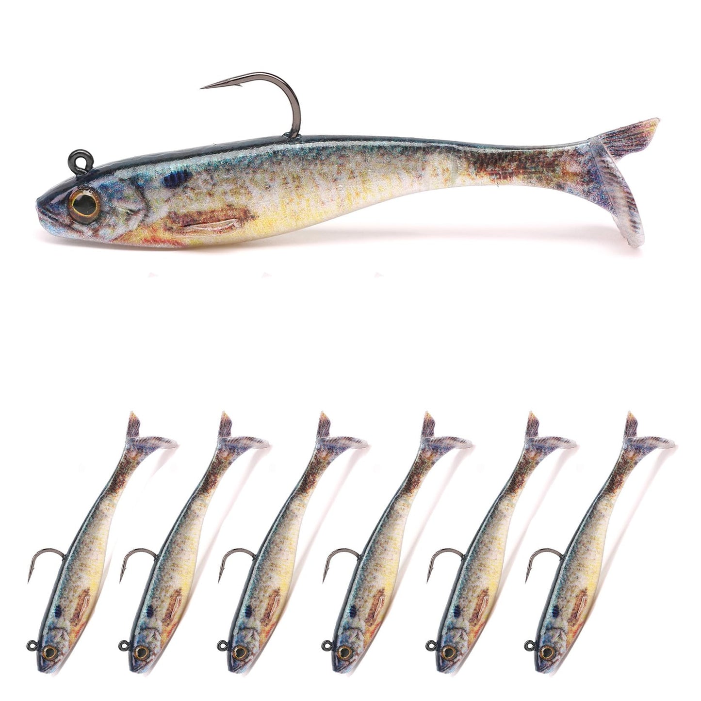 2.5/3.5In Swim Baits for Bass Fishing, Pre-Rigged Jig Heads Soft Plastic Walleye Fishing Lures, Paddle Tail Swimbaits for Bass Fishing, Fishing Bait for Freshwater Saltwater Gifts