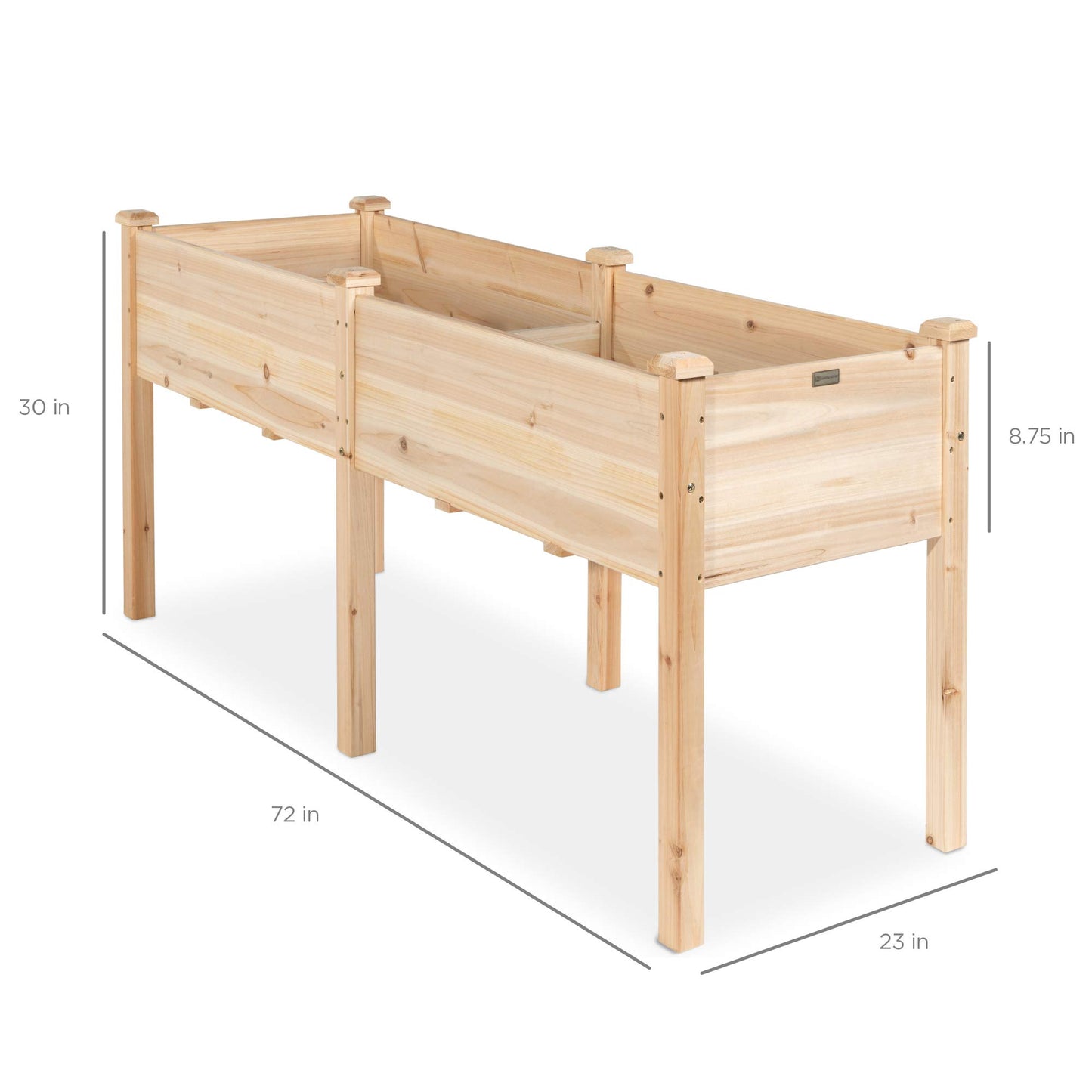 Best Choice Products 72x24x30in Raised Garden Bed, Elevated Wood Planter Box Stand for Backyard, Patio, Balcony w/Divider Panel, 6 Legs, 300lb Capacity - Natural