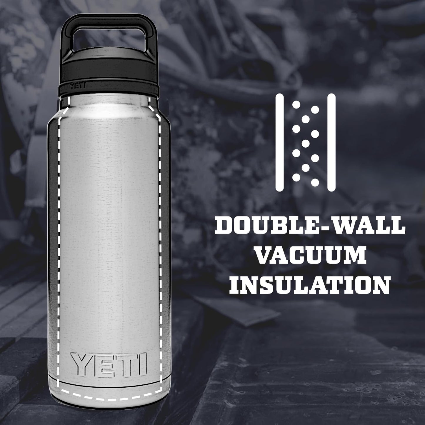 YETI Rambler 36 oz Bottle, Vacuum Insulated, Leakproof, Stainless Steel with Chug Cap