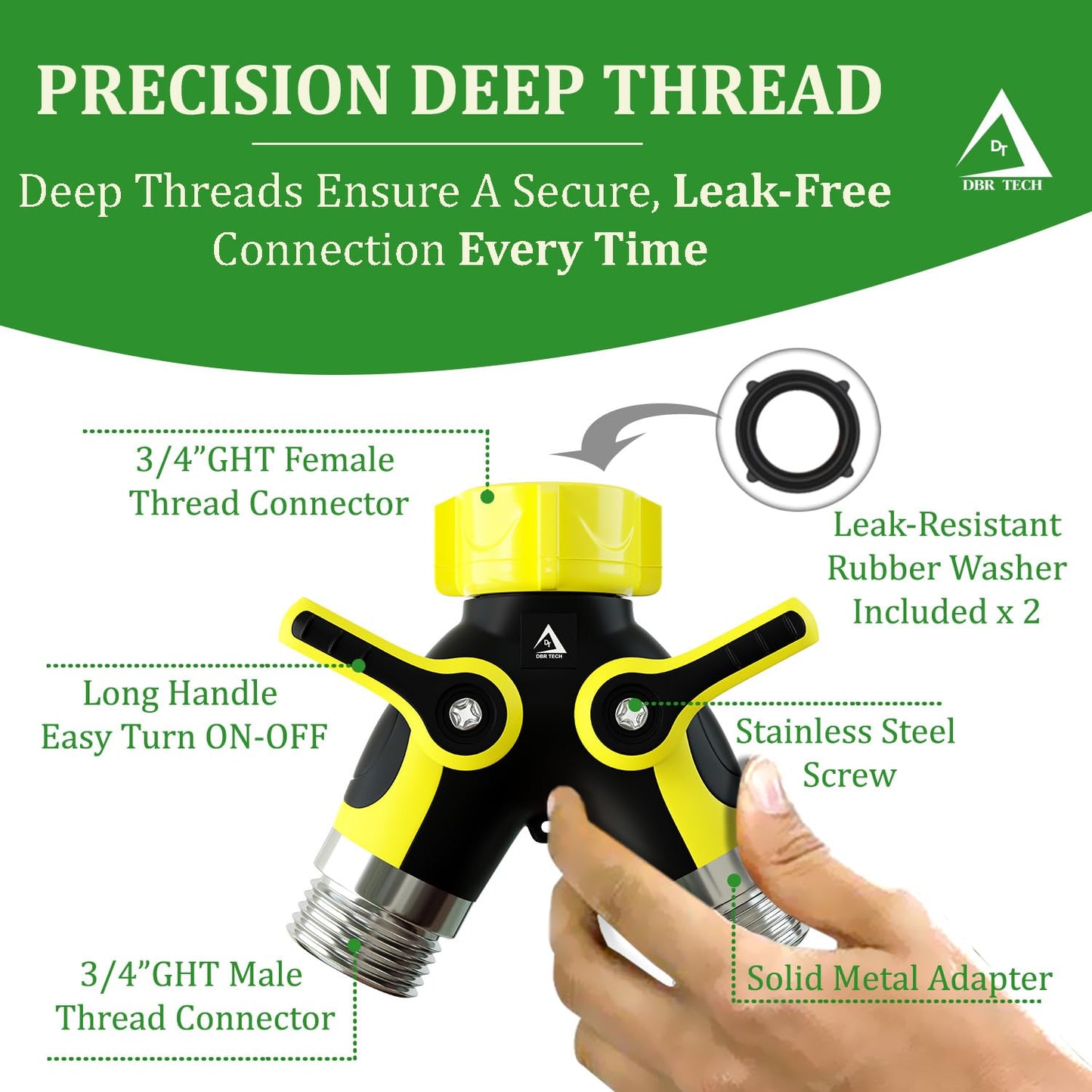 Hose Splitter 2 Way, Heavy Duty Metal Connector, Two Way Garden Hose Splitter, High Flow Spigot Faucet Bib Adapter, Solid Double Y Shut Off Valve for Outdoor Gardening Hoses, Orange