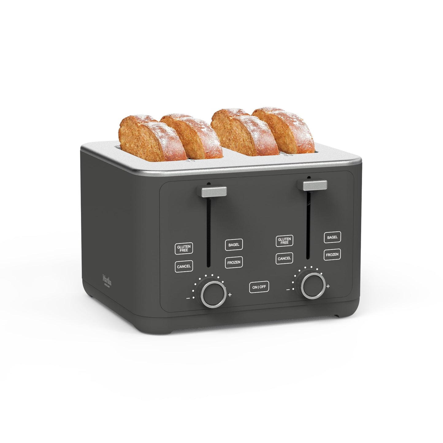 Martha Stewart 4 Slice Toaster, 10 Shade Settings with Defrost, Cancel, Bagel & Gluten-Free, Extra-Wide Self-Centering Slots for Waffles, Artisan Bread, Removable Crumb Tray, Cord Wrap,1800W, Honeydew