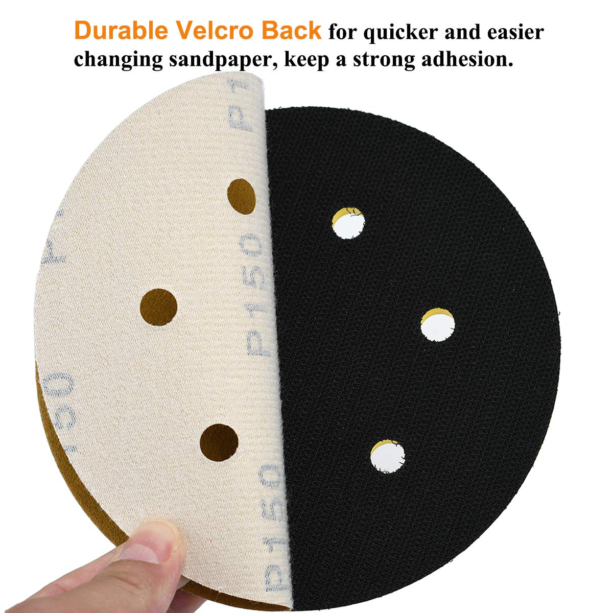 6-Inch 6-Hole Hook and Loop Sanding Discs 600-Grit, Random Orbital Sandpaper for Automotive and Woodworking, 100-Pack