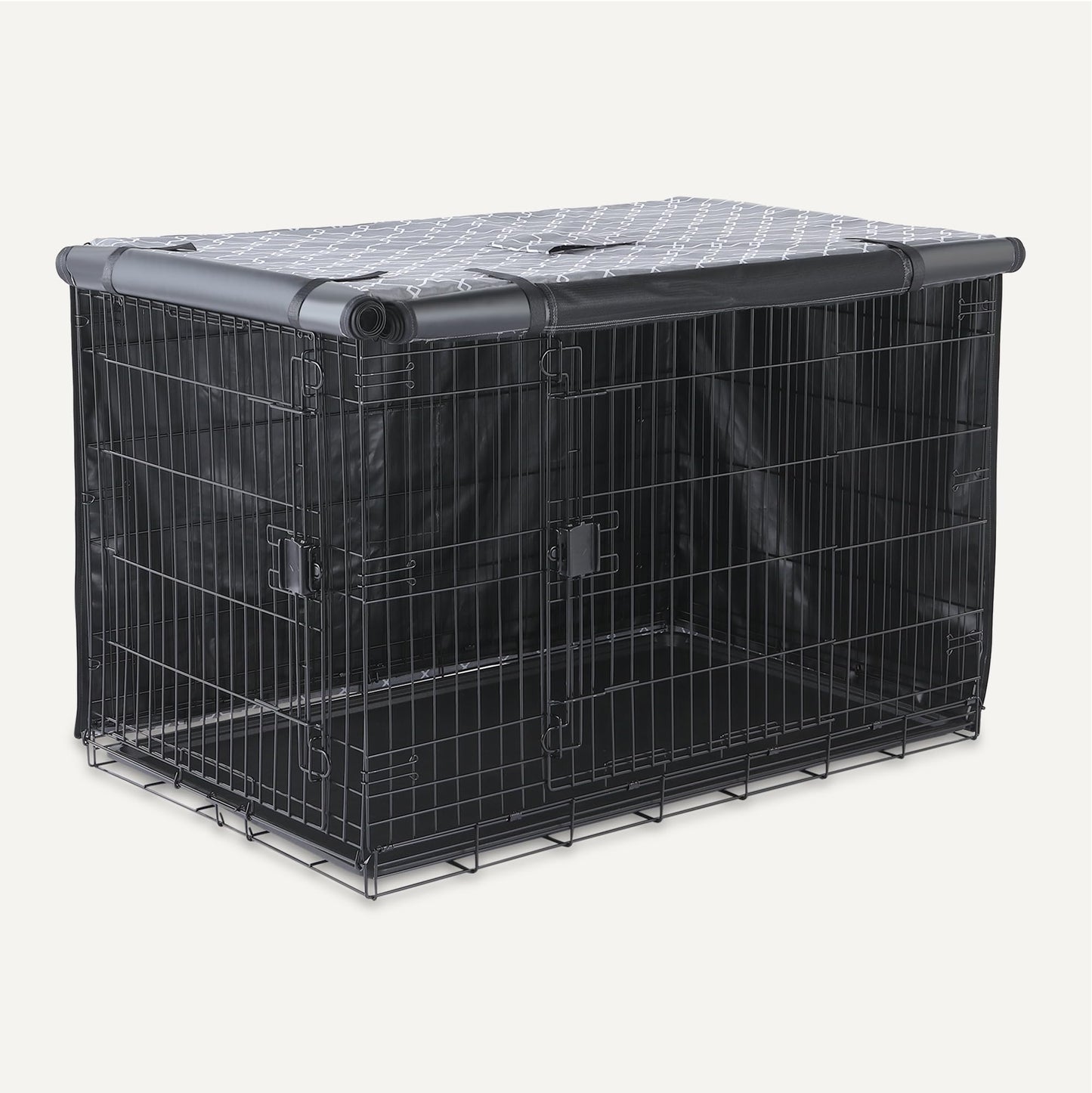 Amazon Basics Dog Cage Cover for 48-inch Wire Crates, Heavy-Duty with Zippered Panels, Recycled Polyester