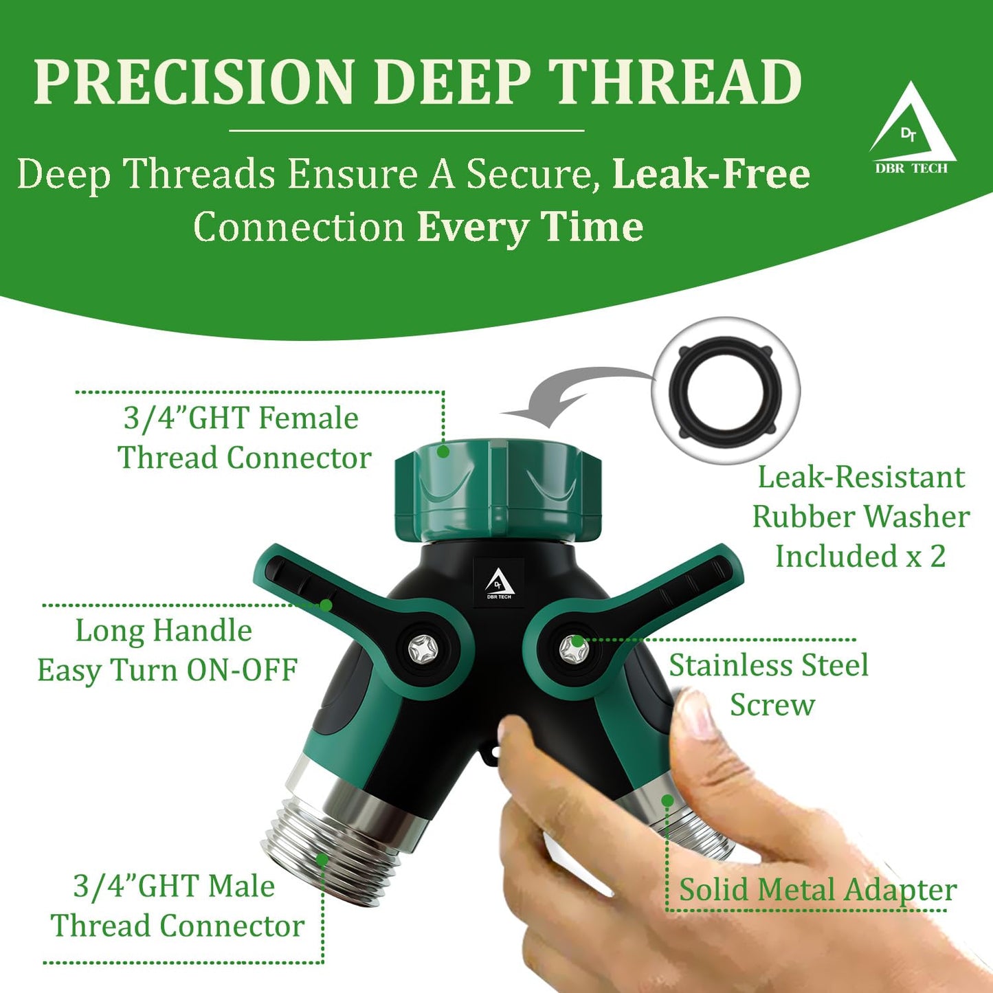 Hose Splitter 2 Way, Heavy Duty Metal Connector, Two Way Garden Hose Splitter, High Flow Spigot Faucet Bib Adapter, Solid Double Y Shut Off Valve for Outdoor Gardening Hoses, Orange