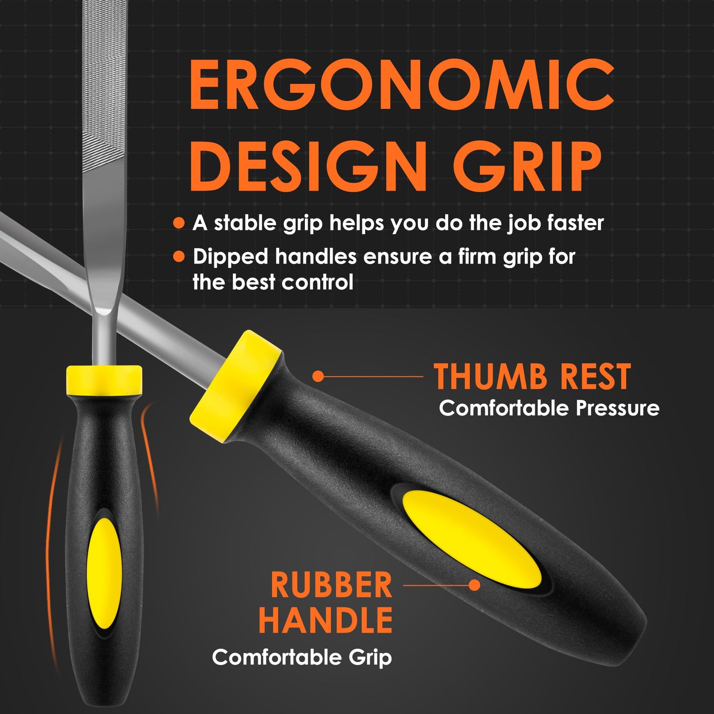 6-Piece Metal Needle File Set - Hardened Alloy Steel Includes Flat, Warding, Square, Triangular, Round, and Half-Round Files