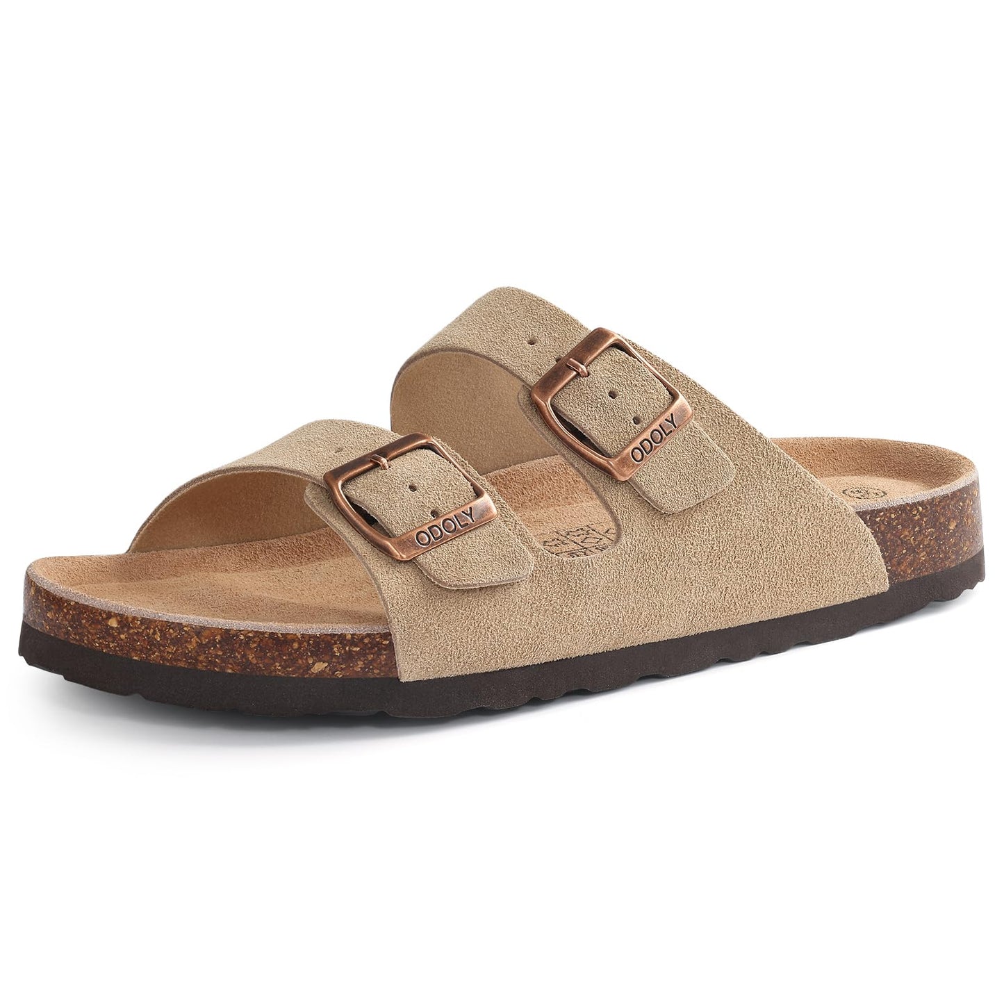 Unisex Cork Footbed Slide Sandal, Arch Support Summer Outdoor Sandals with Adjustable Buckle for Women and Men