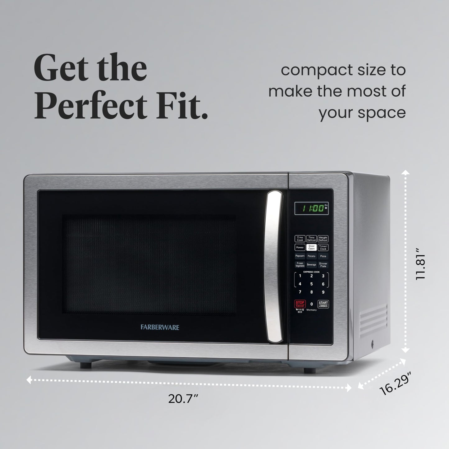 Farberware Countertop Microwave 700 Watts, 0.7 Cu. Ft. - Microwave Oven With LED Lighting and Child Lock - Perfect for Apartments and Dorms - Easy Clean Stainless Steel