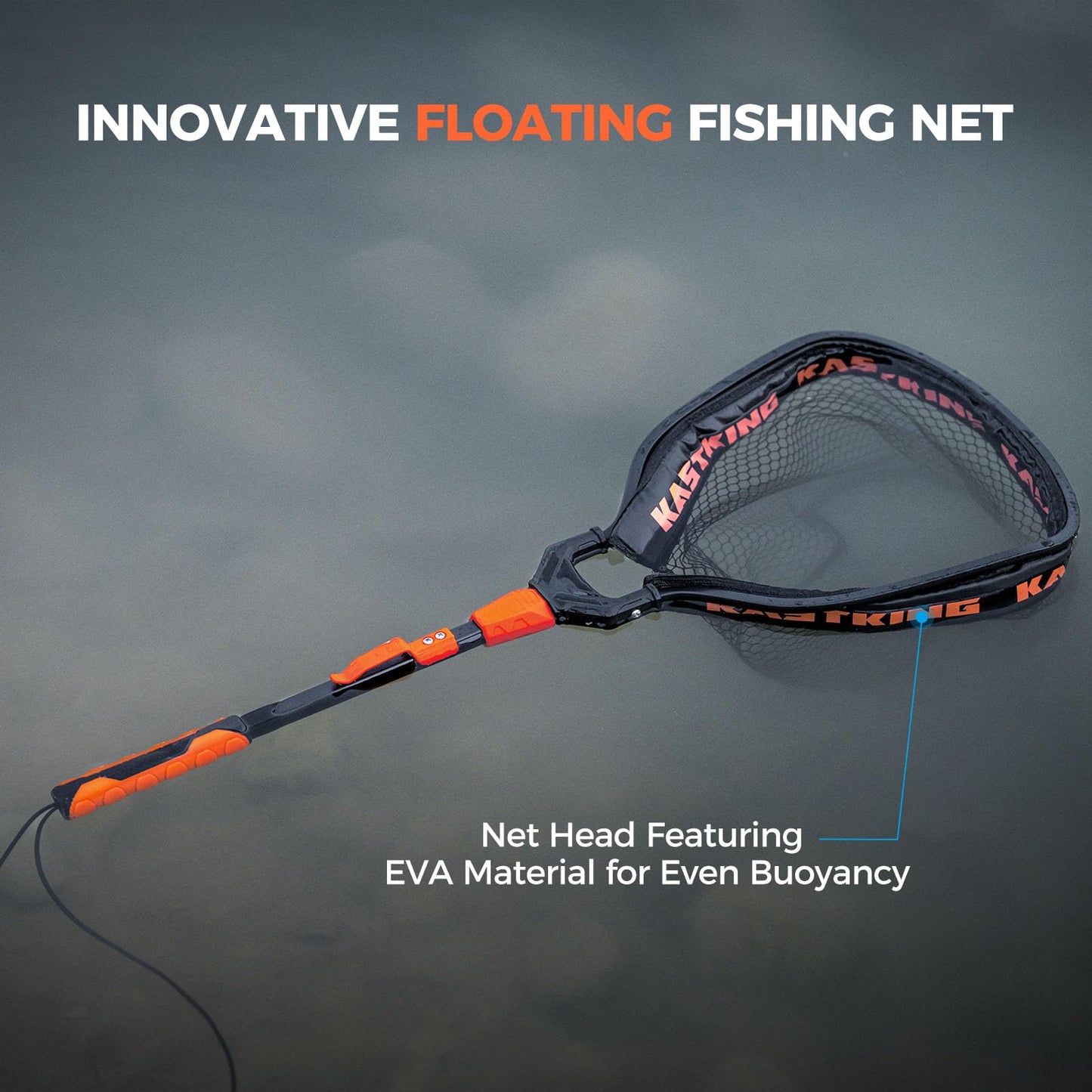 KastKing Titanet Fishing Net, Durable Aluminum Handle, Non-Slip Hi-vis Grip, Compact Storage Bag & Lanyard, Ideal for Kayak & Wading Fishing, Two Net Options