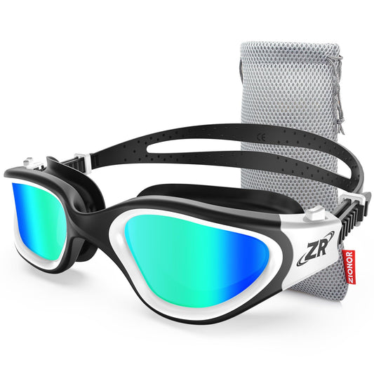 ZIONOR Swim Goggles, Upgraded G1 Polarized Swimming Goggles UV Protection Anti-fog Adjustable Strap for Men Women Adult Indoor or Outdoor (Polarized Mirror Gold Lens)