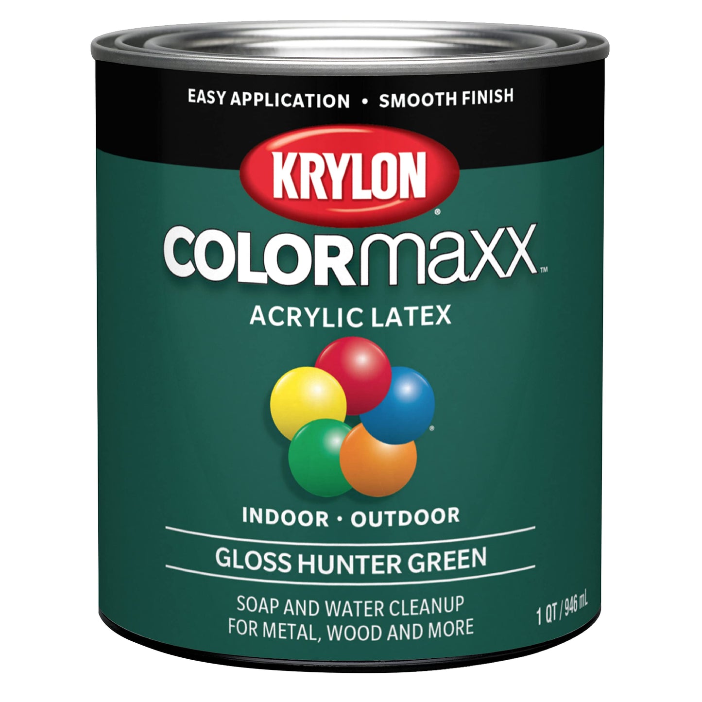 Krylon K05615007 COLORmaxx Acrylic Latex Brush On Paint for Indoor/Outdoor Use, ½ Pint, Satin White