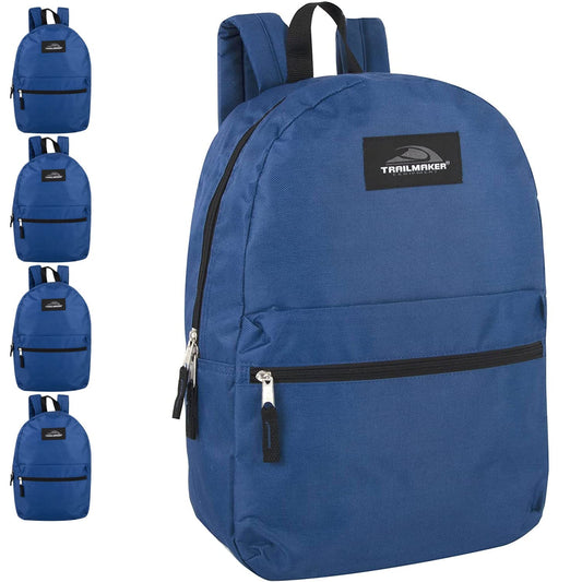 Trail maker 24 Pack- Classic 17 Inch Backpacks in Bulk Wholesale Back Packs for Boys and Girls (Assorted 12 Colors Pack)