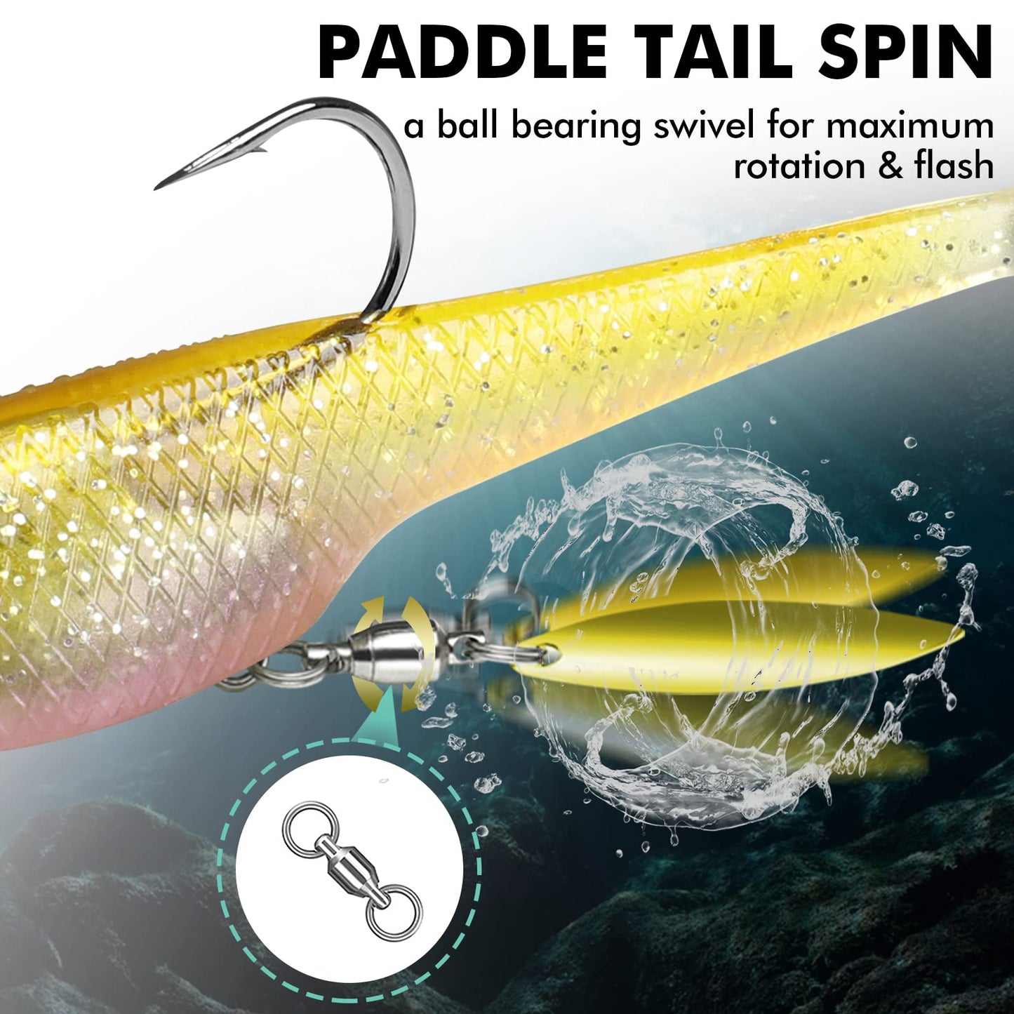 TRUSCEND Easy Catch Pre-Rigged Soft Lures, Vibrating Swim Action, Trembly Sinking Move, Amazing Soft Swimbait for Family Fishing, Well-Made Fishing Lures for Bass Trout Crappie Walleye Pike Redfish