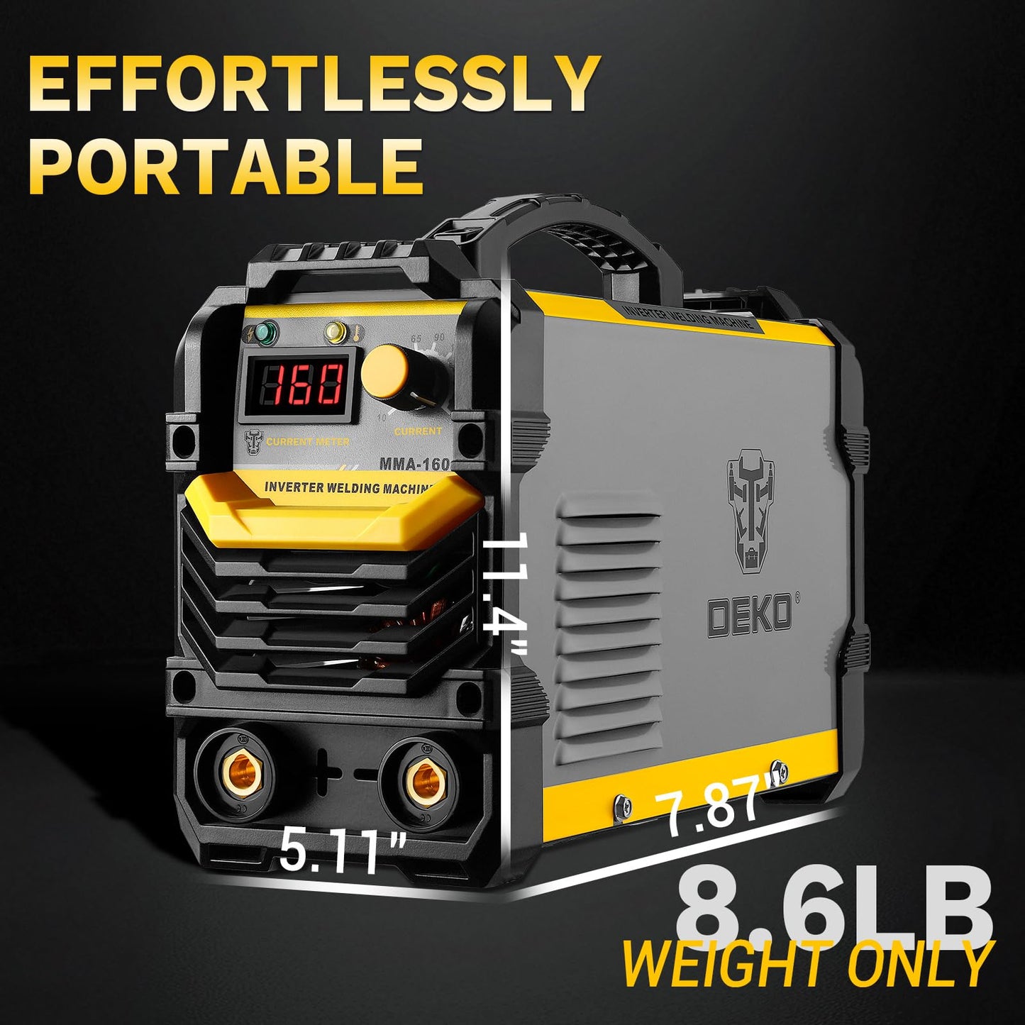 DEKOPRO 110/220V MMA Welder,160A ARC Welder Machine IGBT Digital Display LCD Hot Start Welder with Electrode Holder,Work Clamp, Input Power Adapter Cable and Brush