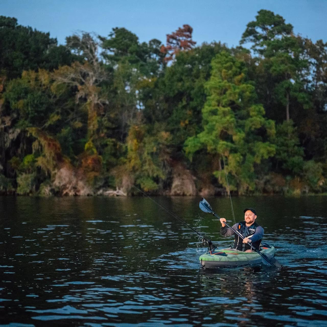 Pelican Argo 100X - Angler Sit in Fishing Kayak - Vapor Black Lime - Lightweight Stable - Ergoform™ Padded seat - 10 ft