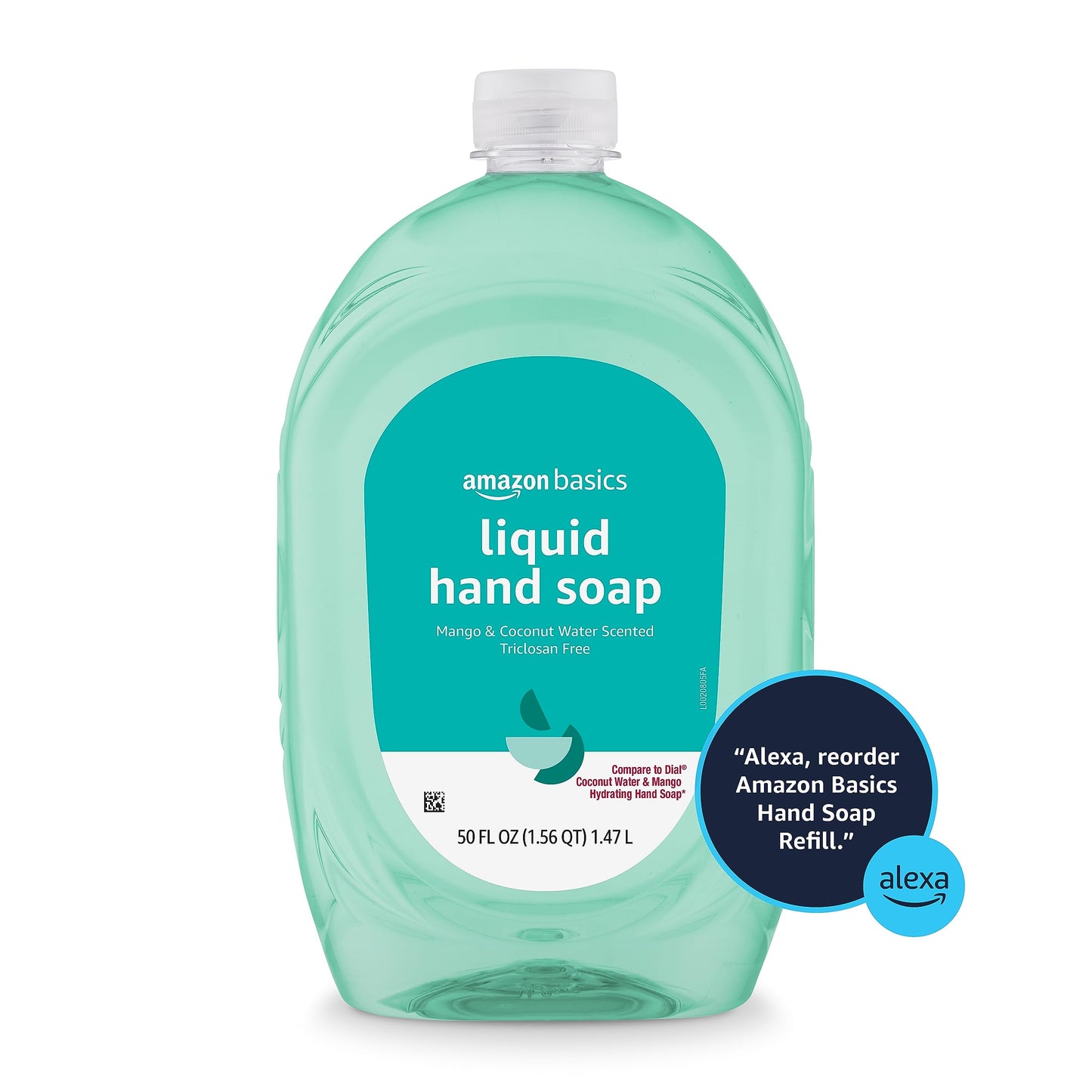 Amazon Basics Liquid Hand Soap Refill, Mango and Coconut Water Scent, Triclosan-Free, Dermatologist Tested, pH Balanced, Paraben-Free, 50 Fl Oz (Pack of 1) (Previously Solimo)