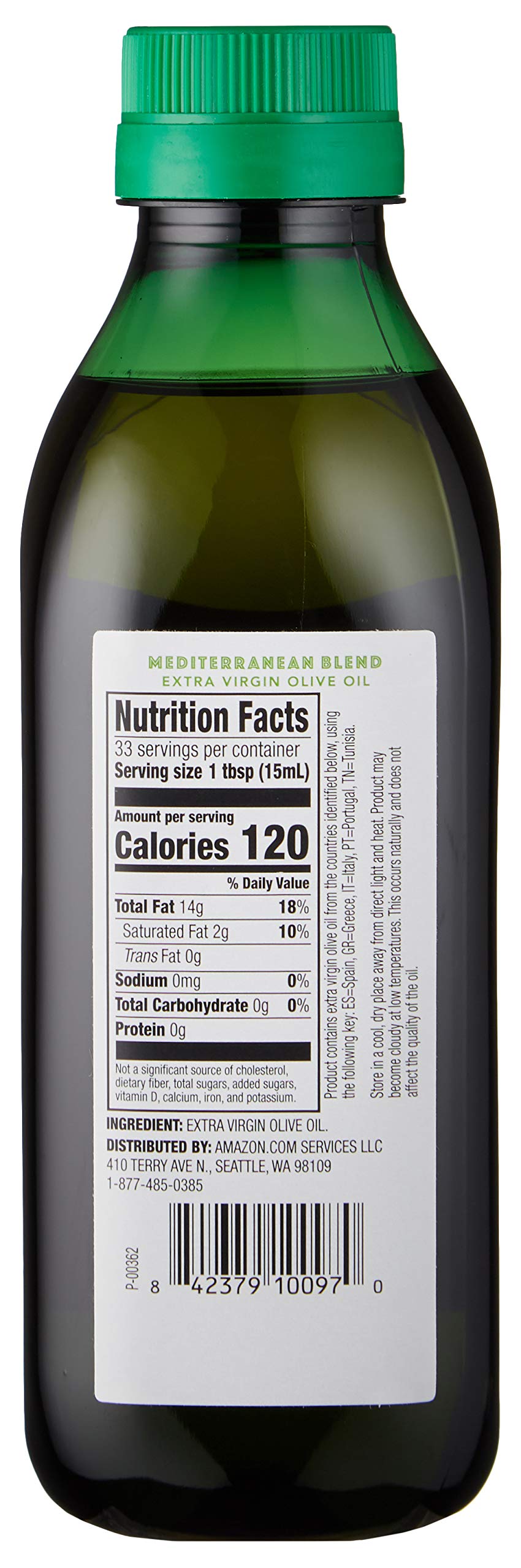 Amazon Fresh, Mediterranean Blend Extra Virgin Olive Oil, 3.6 Fl Oz (2L)