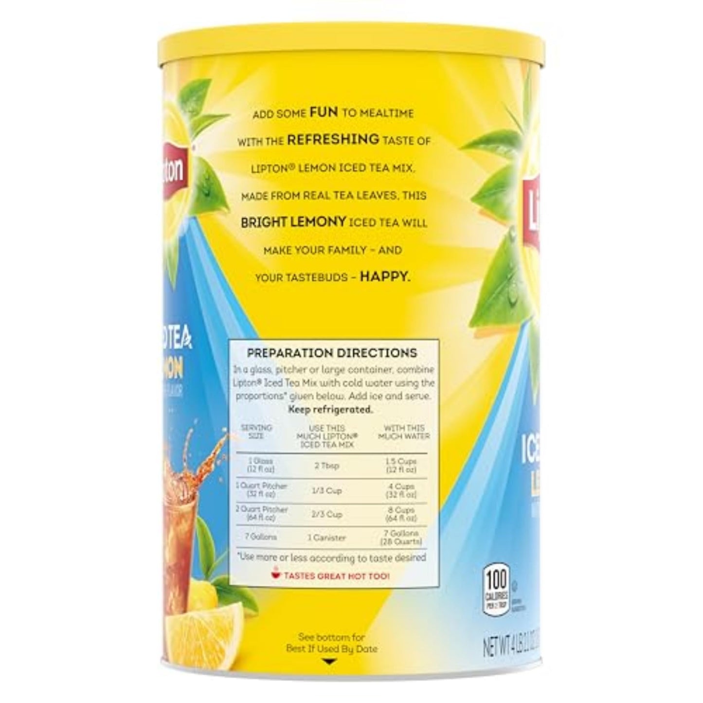 Lipton Lemon Iced Tea Mix, Sweetened, Makes 10 Quarts