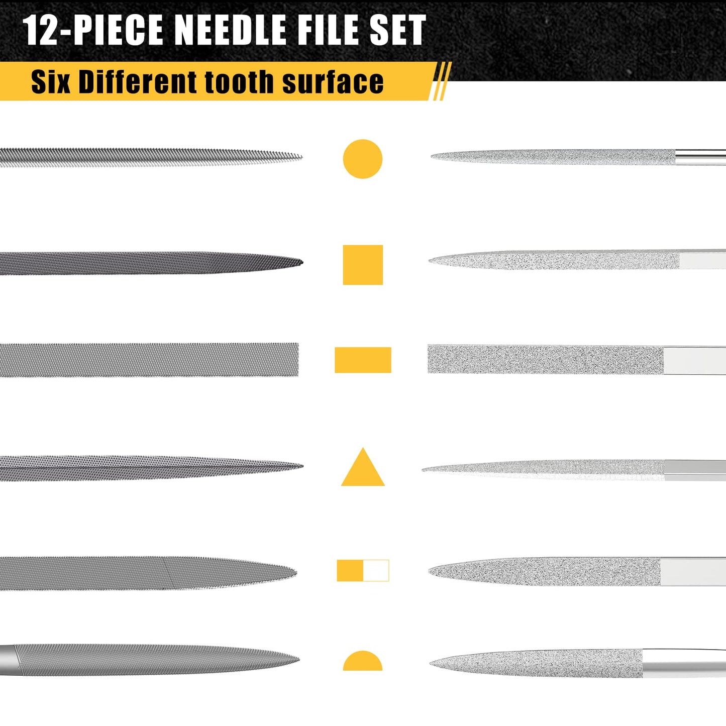 3-Piece 8" Wood Rasp File Set, Includes Flat/Half-Round/Round. For Woodworking & Sharping Wood