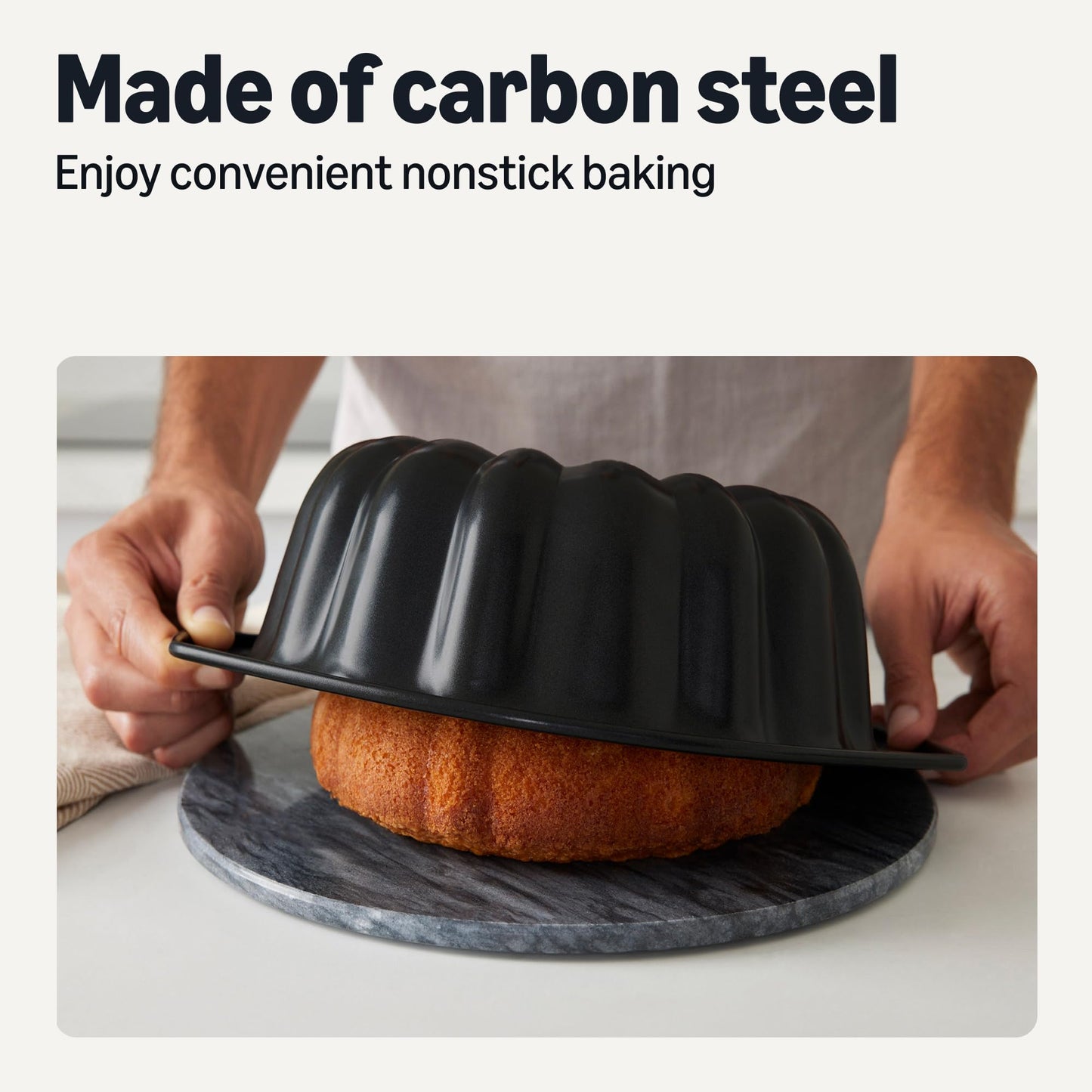 Amazon Basics Nonstick Bundt Pan, Dishwasher and Oven-Safe, 10 inch, Black