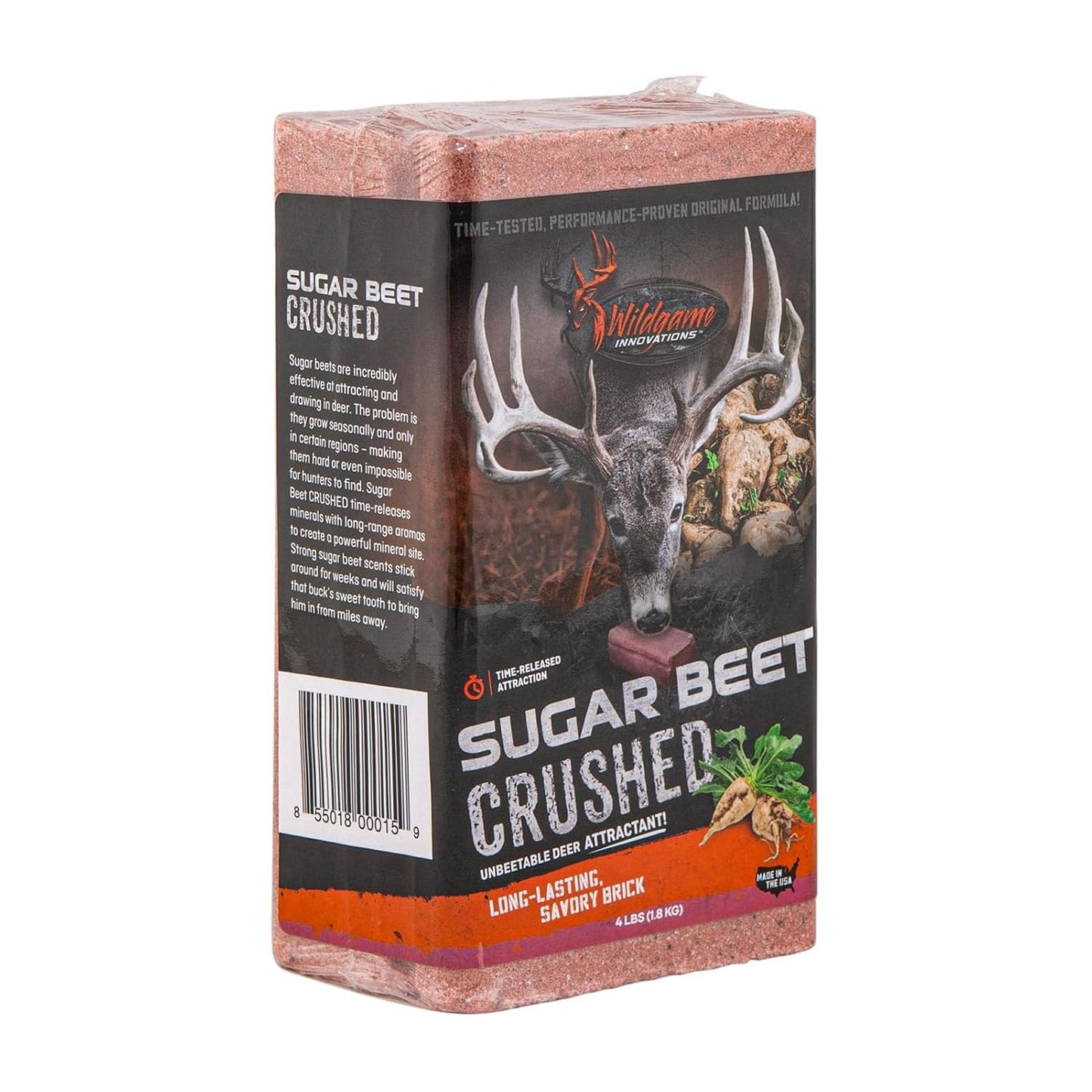 WILDGAME INNOVATIONS Sugar Beet Crushed 4lb Brick Deer Attractant | Easy-to-Use Long-Lasting Powerful Time-Released Sweet Mineral Block for Deer