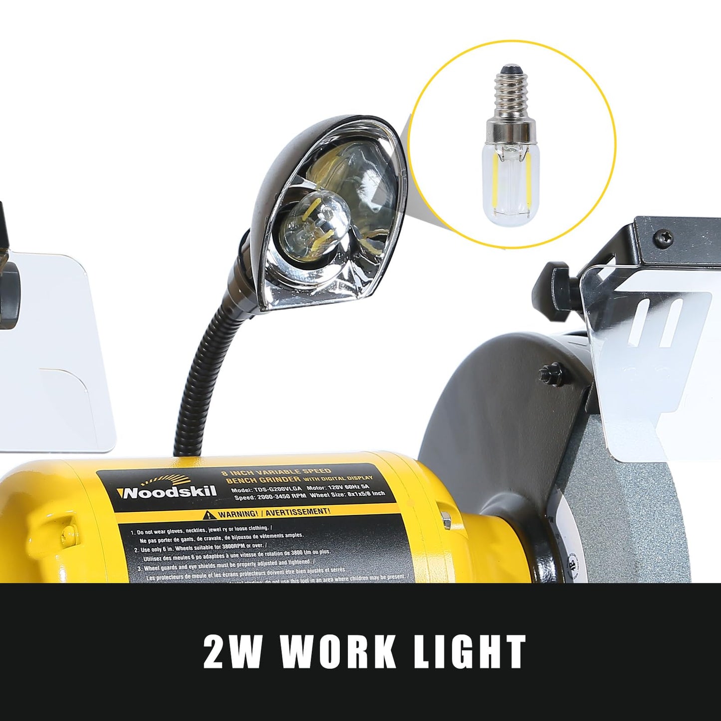 4.8A 3/4HP 8-Inch Bench Grinder, 3600rpm Table Grinder with Two Protective Eye Masks and Two Grinding Wheels Multipurpose Grinders for Metal, Knife, Dental, Amber, Jewelry, Jade