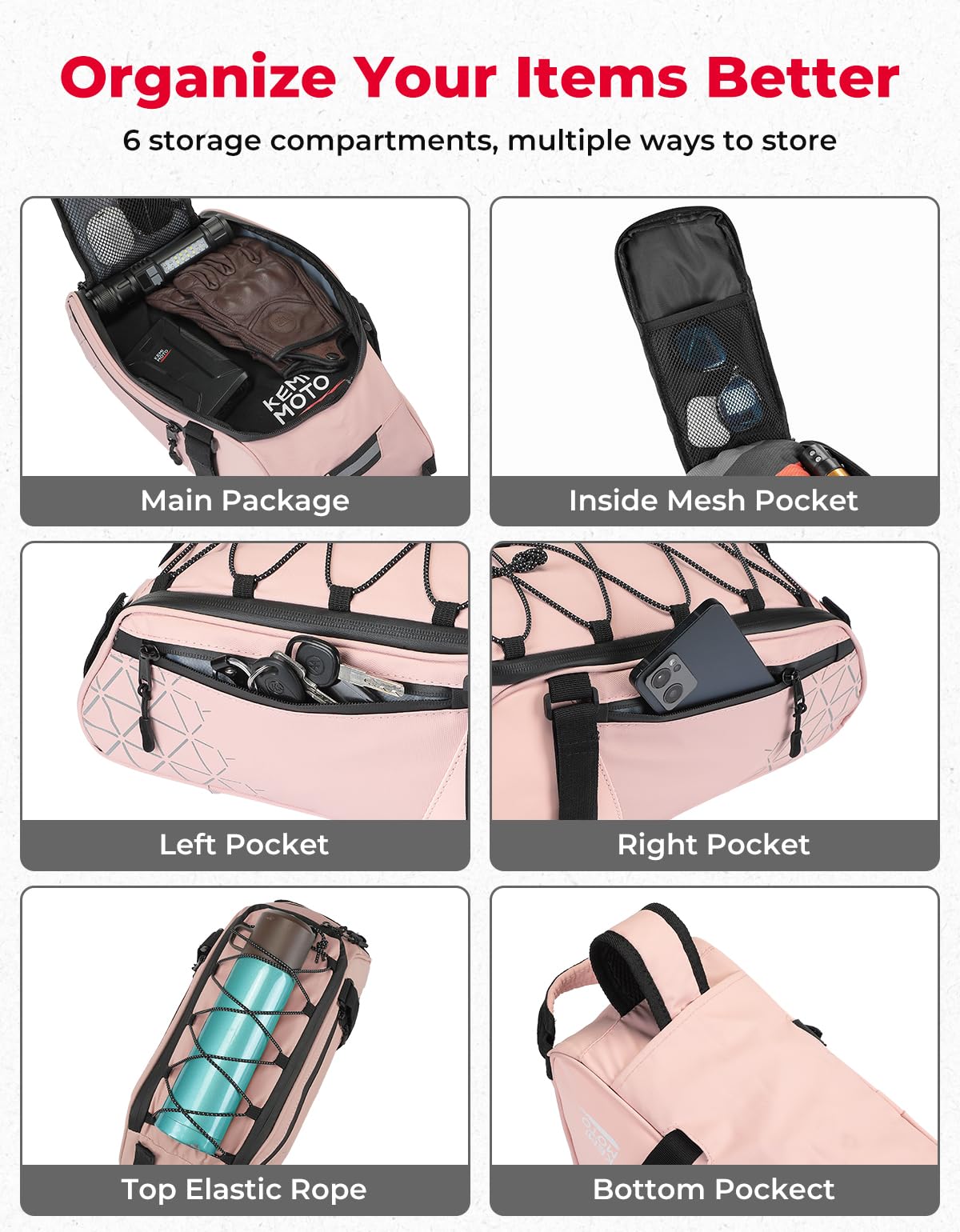 KEMIMOTO Rear Bike Rack Bag - 8L PVC Water Resistant Ebike Bags for Bicycle Rear Rack, Bicycle Trunk Pannier for Commuter Travel Shopping and Cycling (Black)