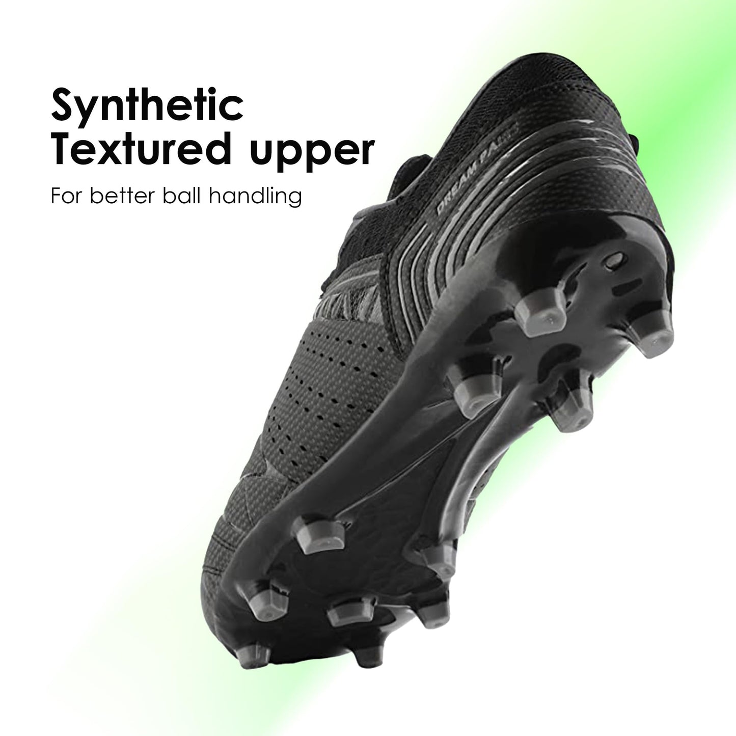 DREAM PAIRS Mens Sport Flexible Athletic Lace Up Light Weight Outdoor Cleats Football Soccer Shoes,Size 8.5,Black/Dark/Grey,160859-M