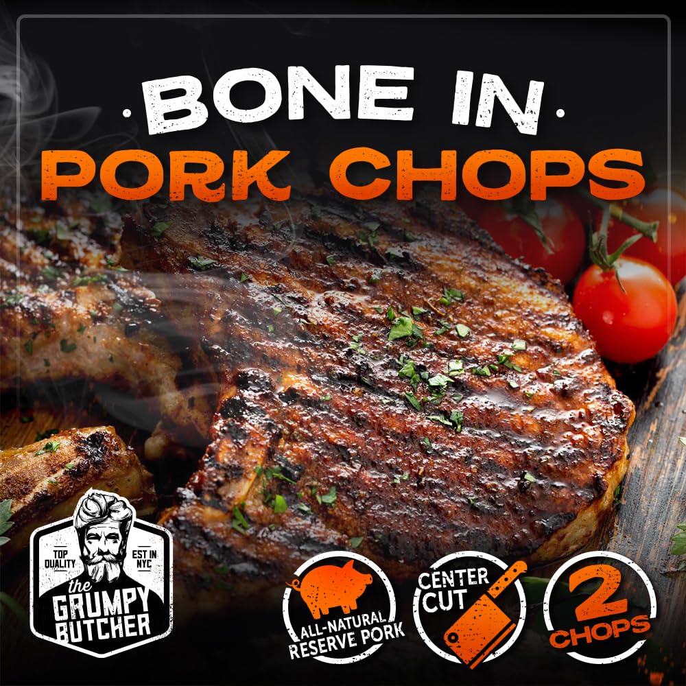 Grumpy Butcher Box Meat Food Gifts: 2 Top Sirloins Steaks (6 oz), 2 Duroc Bone in Pork Chops (14 oz) & 2 Cheese Stuffed Chicken Breasts Wrapped in Bacon (8 oz) - Gourmet Gift Basket for Men