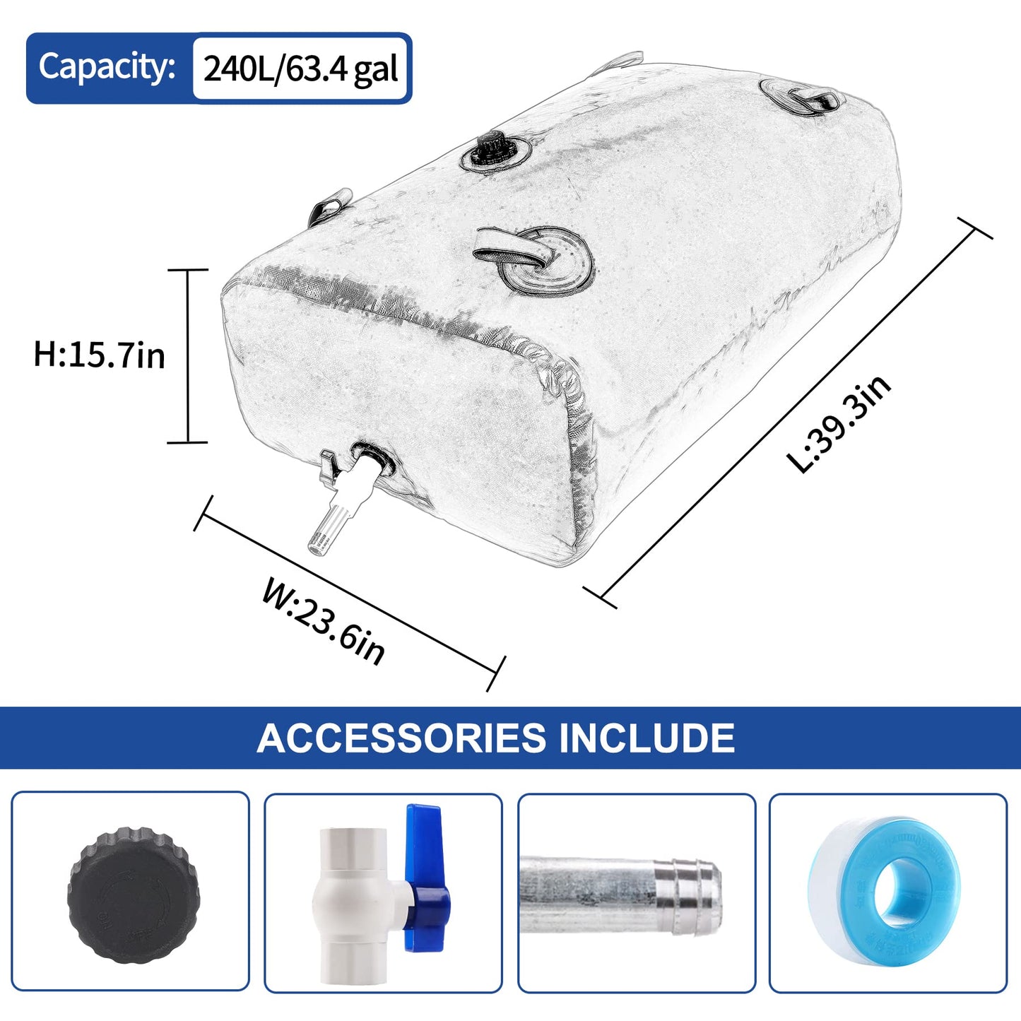 Portable Large Capacity Water Storage Bladder Containers, Foldable Water Bladder Tank, Camping Garden Drought Resistance Agricultural Irrigation Outdoor RV Emergency Water