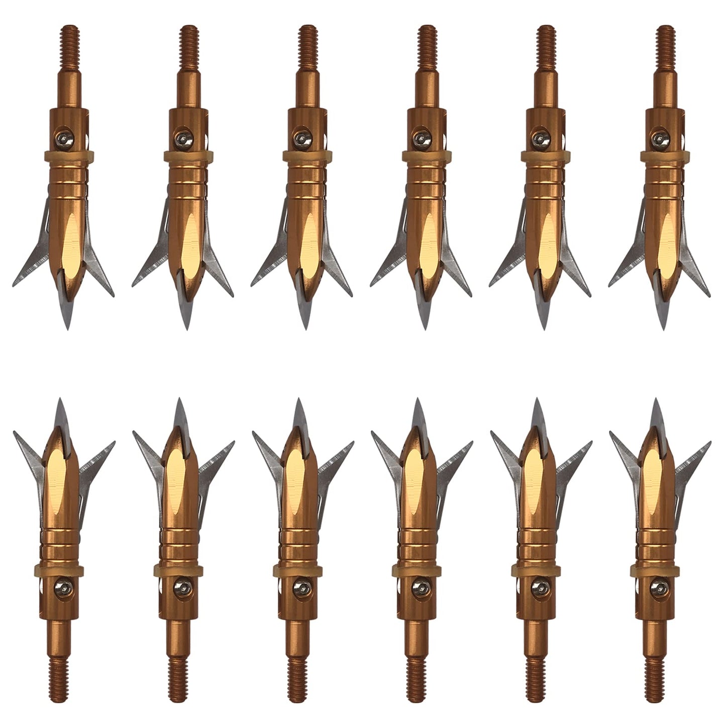 12pcs Hunting Broadheads 100 Grain Archery Broadheads New Stell Broadheads + 1 pcs Black Broadhead Case for Arrowheads