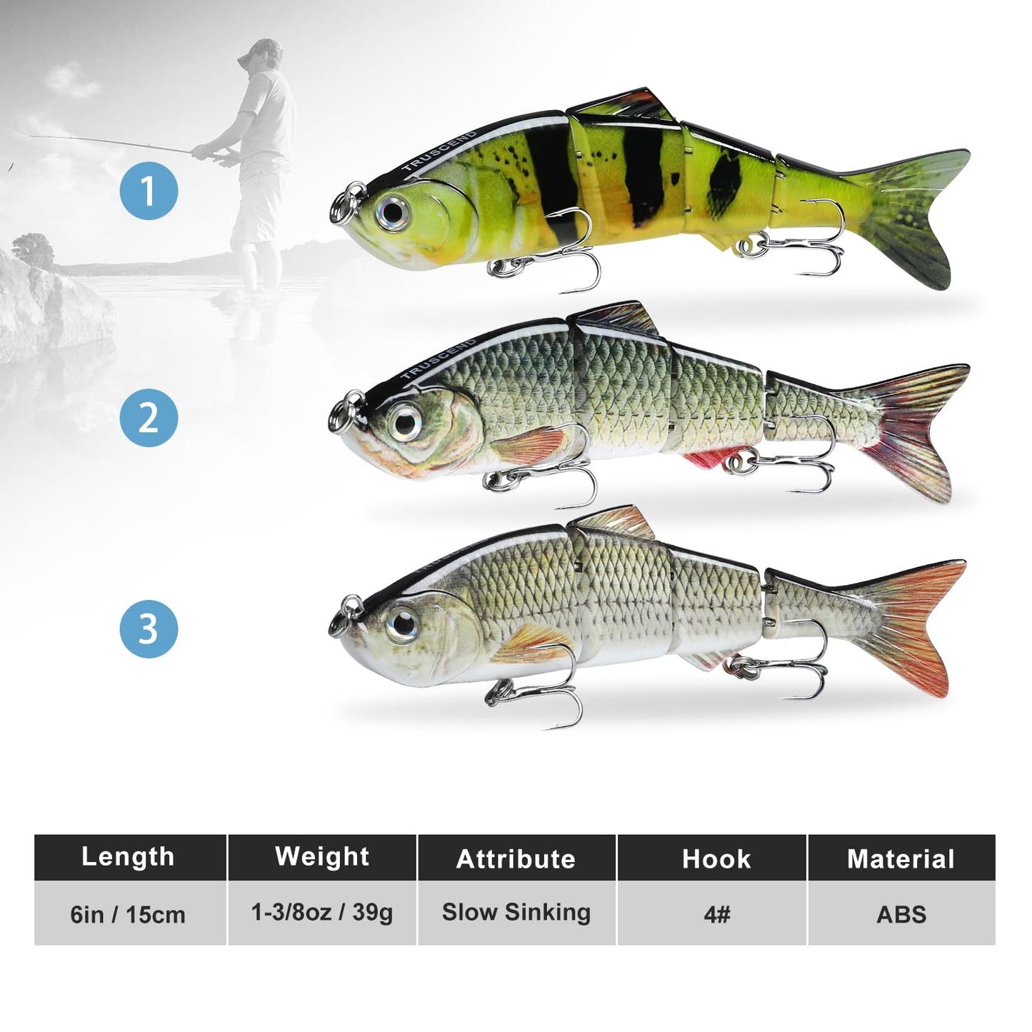 TRUSCEND Swimmax for Saltwater and Freshwater, Realistic Fishing Lures for Bass Trout Crappie Walleye Pike Bluegill Salmon, Swimbait for Bass Fishing, Amazing Fishing Gear Gifts for Family Fishing