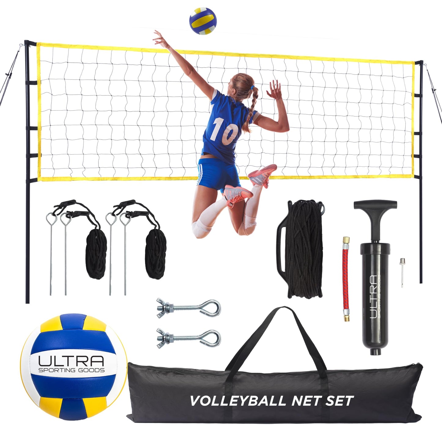 Volleyball Net Outdoor - Includes 32x3 Feet Regulation Size Net - Volleyball Net for Backyard, Beach, or Pool