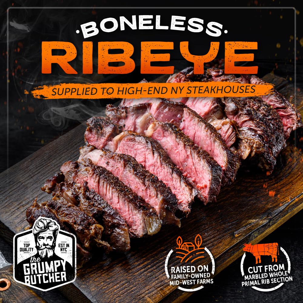 Grumpy Butcher Box Meat Food Gifts: 2 Top Sirloins Steaks (6 oz), 2 Duroc Bone in Pork Chops (14 oz) & 2 Cheese Stuffed Chicken Breasts Wrapped in Bacon (8 oz) - Gourmet Gift Basket for Men